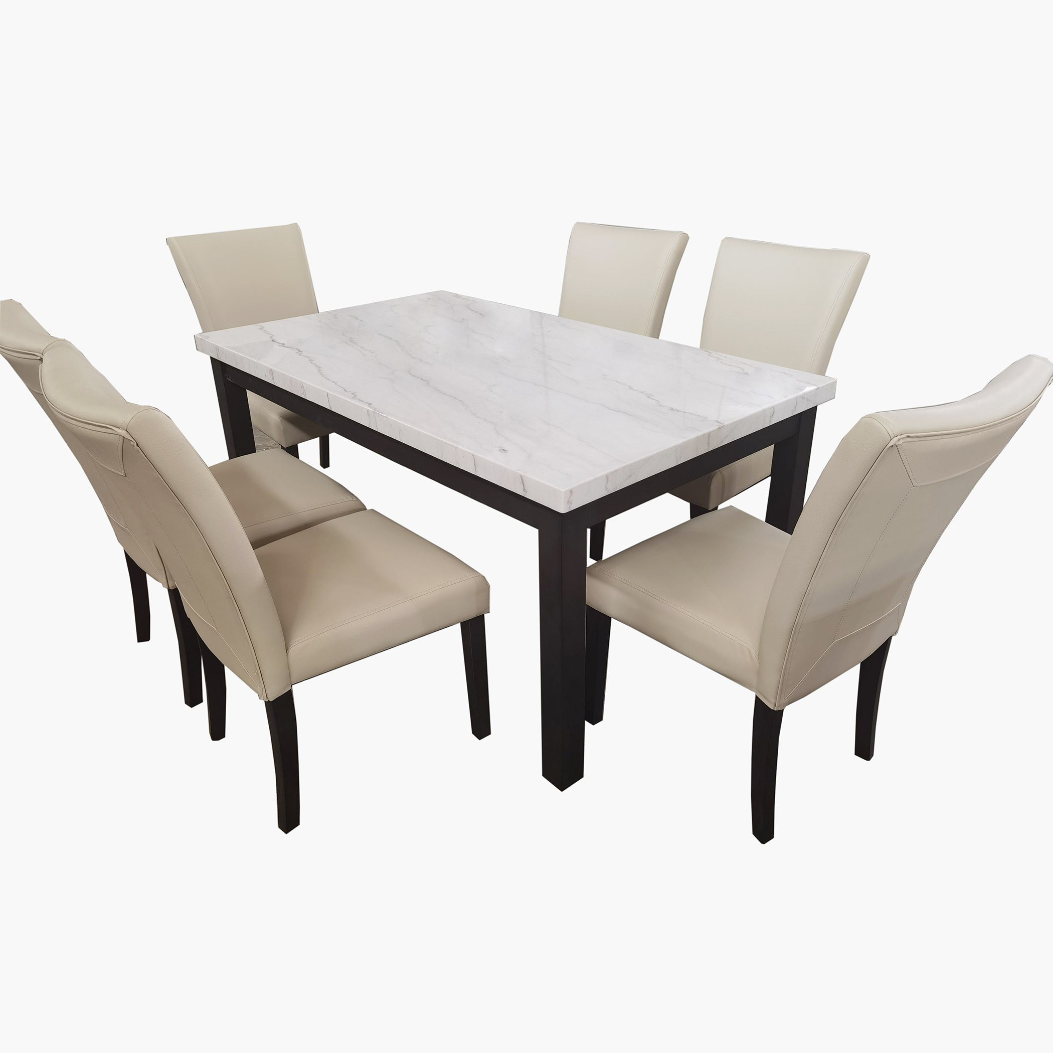 Orlando 6-Seater Marble Top Dining Table Set-hbxfurniture-diningtablesandsets-diningsets-sixseater-image-1