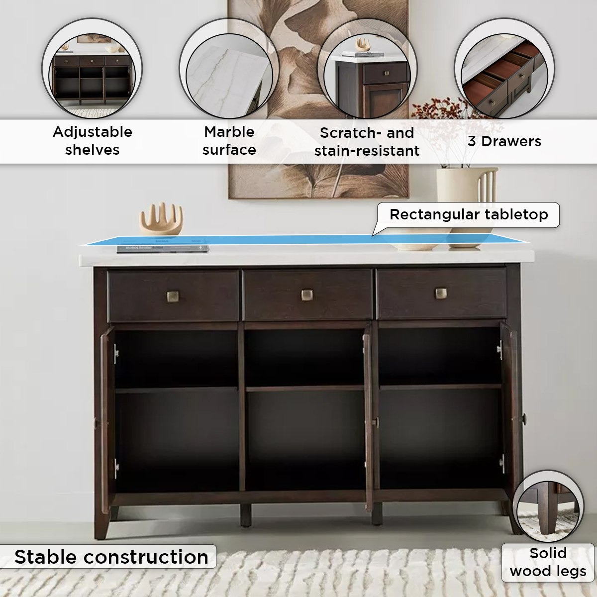 Orlando 3-Door Genuine Marble Top Sideboard with 3 Drawers-hbxfurniture-diningroom-buffetsandsideboards-image-13
