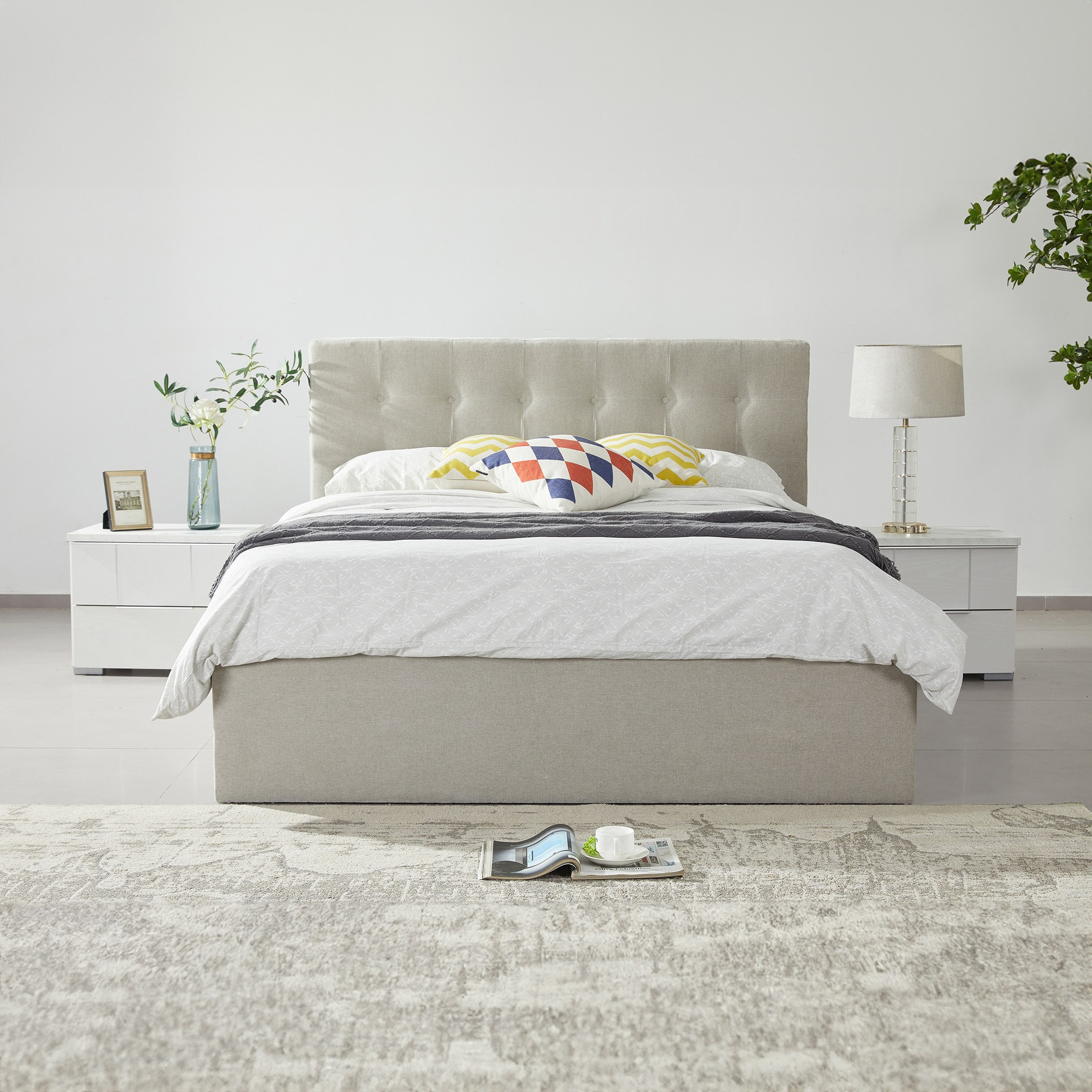 سرير كوين بمساحة تخزين هيدروليك ذكية من أورلاندو - 160x200 سم-hbxbedroom-bedsandbedsets-beds-queen-image-1