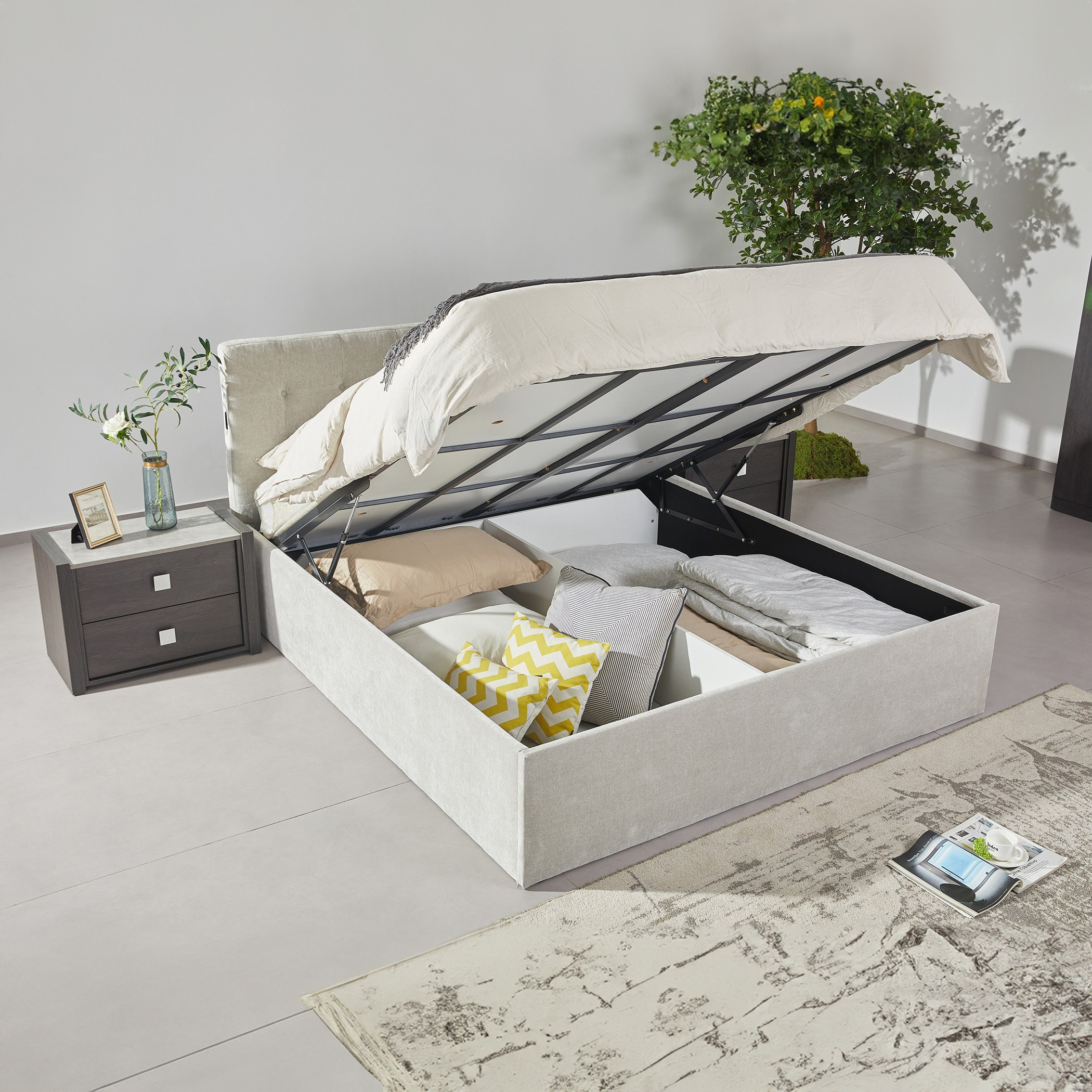 سرير كينج بمساحة تخزين هيدروليك ذكية من أورلاندو - 180x200 سم-hbxfurniture-bedsandbedsets-beds-king-image-2
