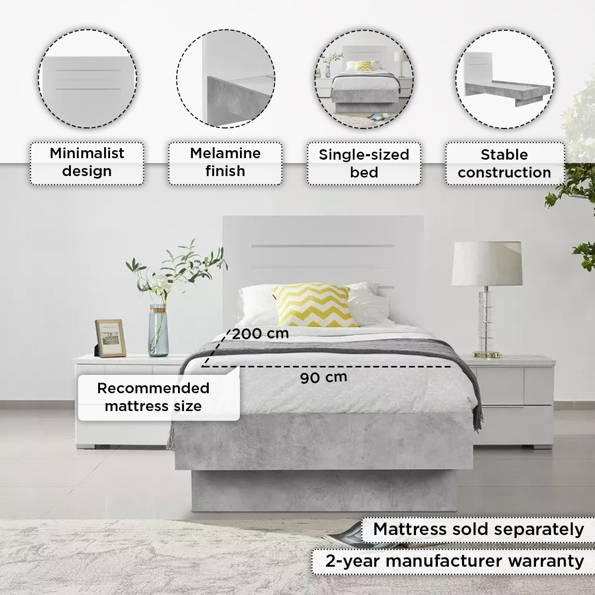 Patara Single Bed - 90x200 cm-hbxfurniture-bedsandbedsets-beds-single-image-7