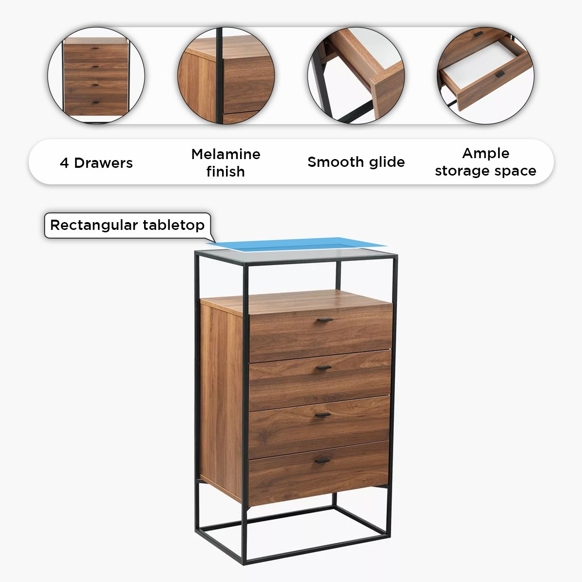 وحدة تخزين 4 أدراج من روبي-hbxfurniture-dressersandchests-chestofdrawers-image-5