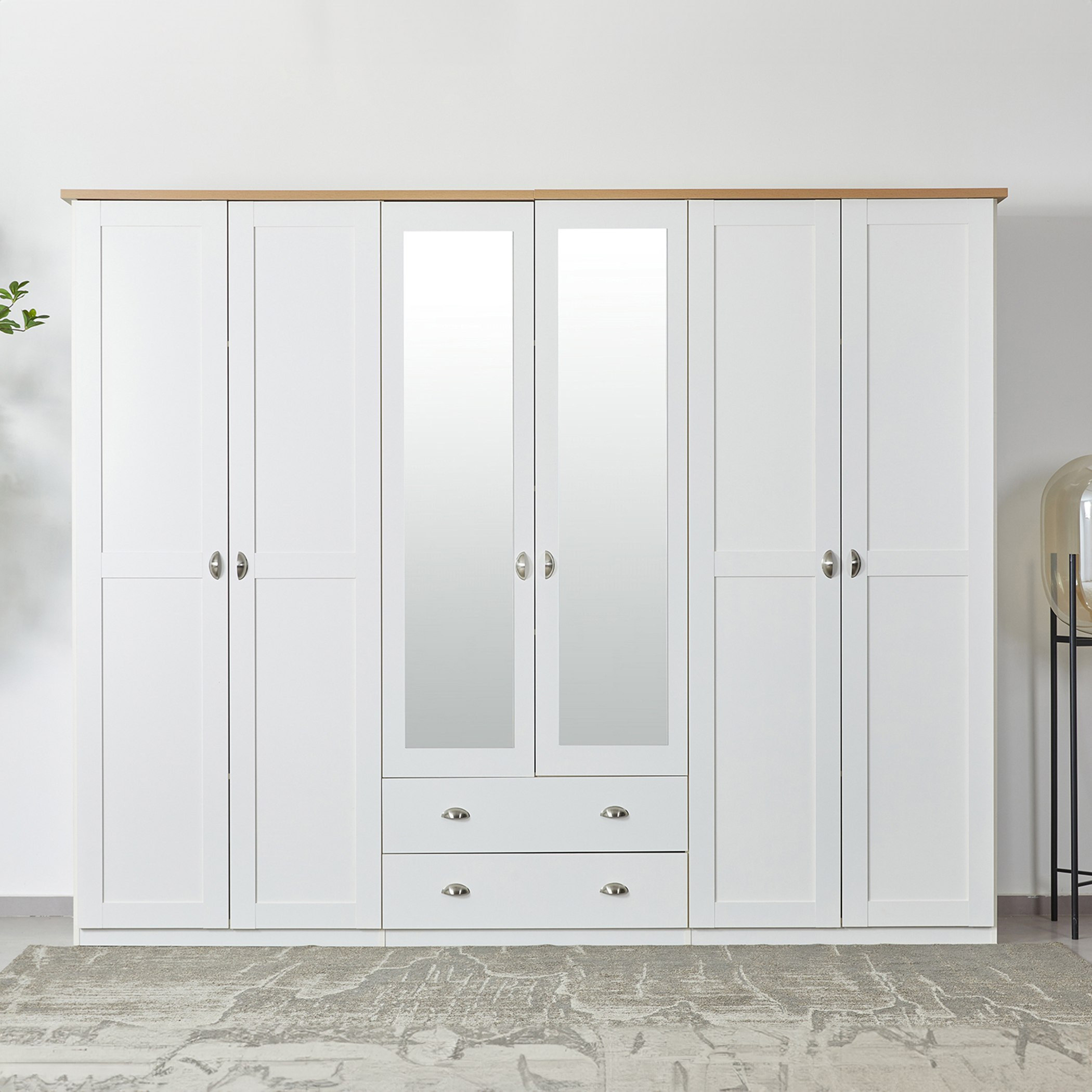 خزانة ملابس 6 أبواب ودرجين ومرآة من لوسيانا-hbxfurniture-wardrobes-image-1