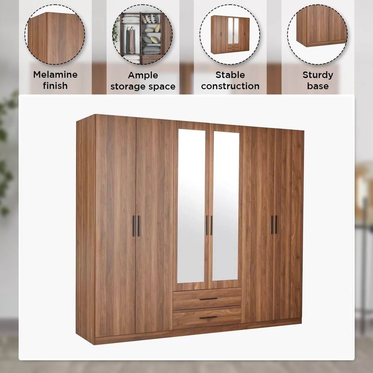 خزانة ملابس 6 أبواب ودرجين ومرآيا من روبي-hbxfurniture-wardrobes-image-6