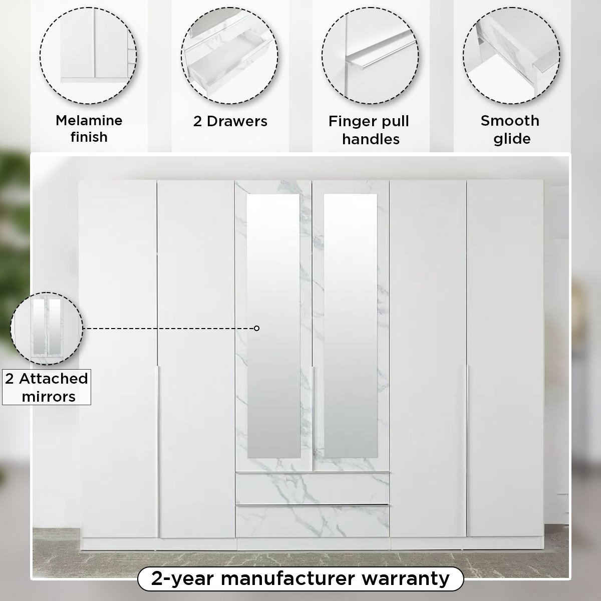 خزانة ملابس بـ6 أبواب ودرجين ومرآيا من أفالون-hbxfurniture-wardrobes-image-4