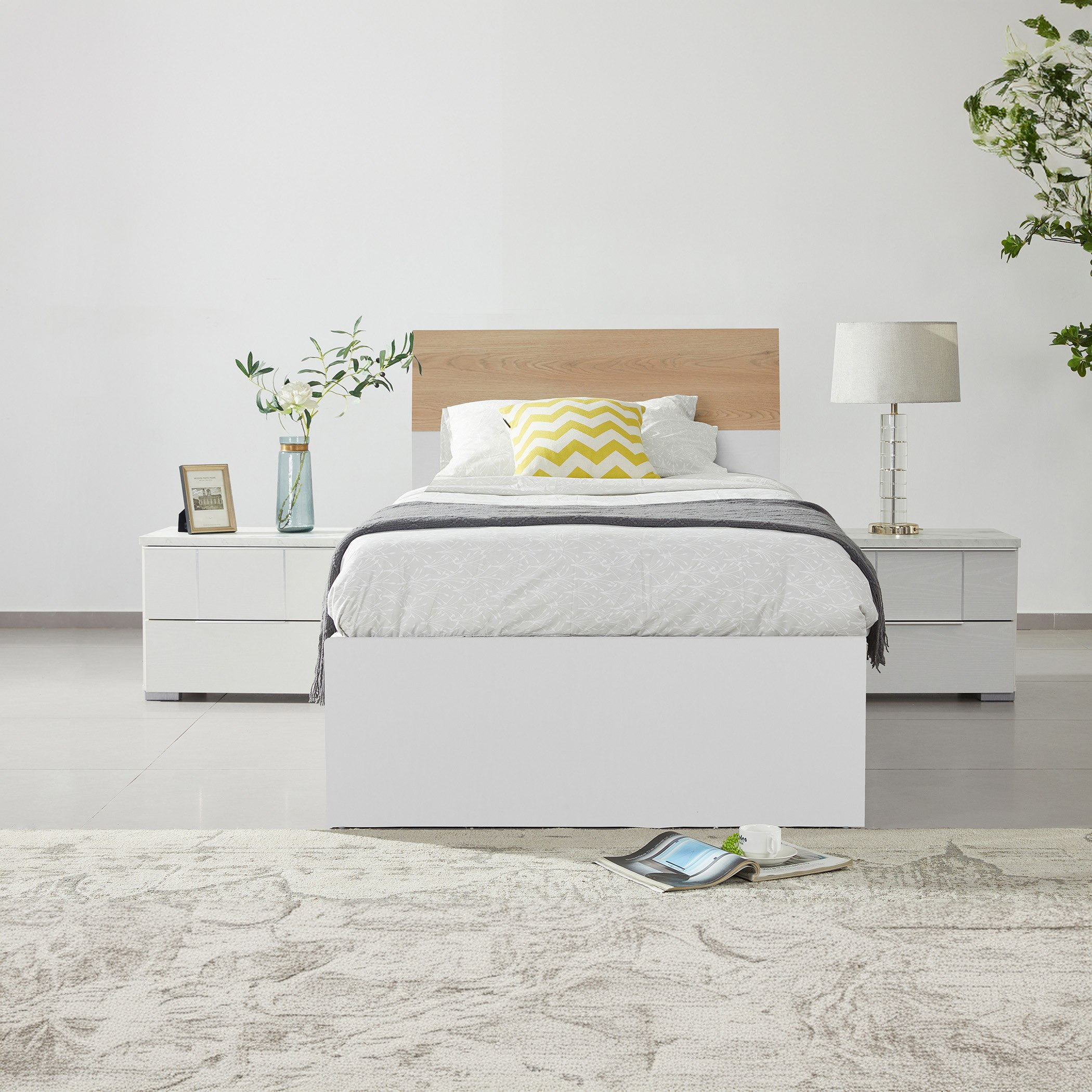 Milan Single Bed with Drawers - 90x200 cm-hbxfurniture-bedsandbedsets-beds-single-image-1
