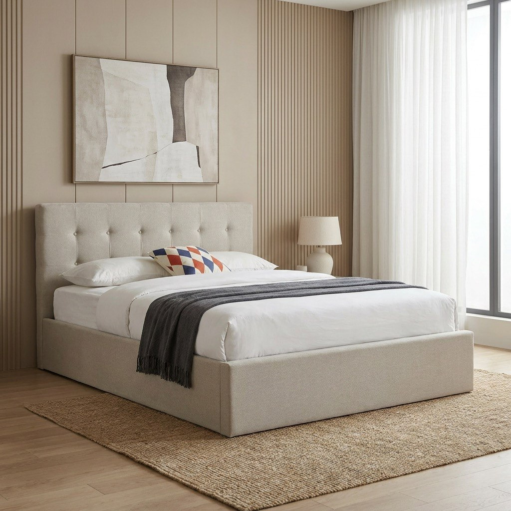 Orlando Upholstered Queen Bed - 160x200 cm-hbxbedroom-bedsandbedsets-beds-queen-image-1