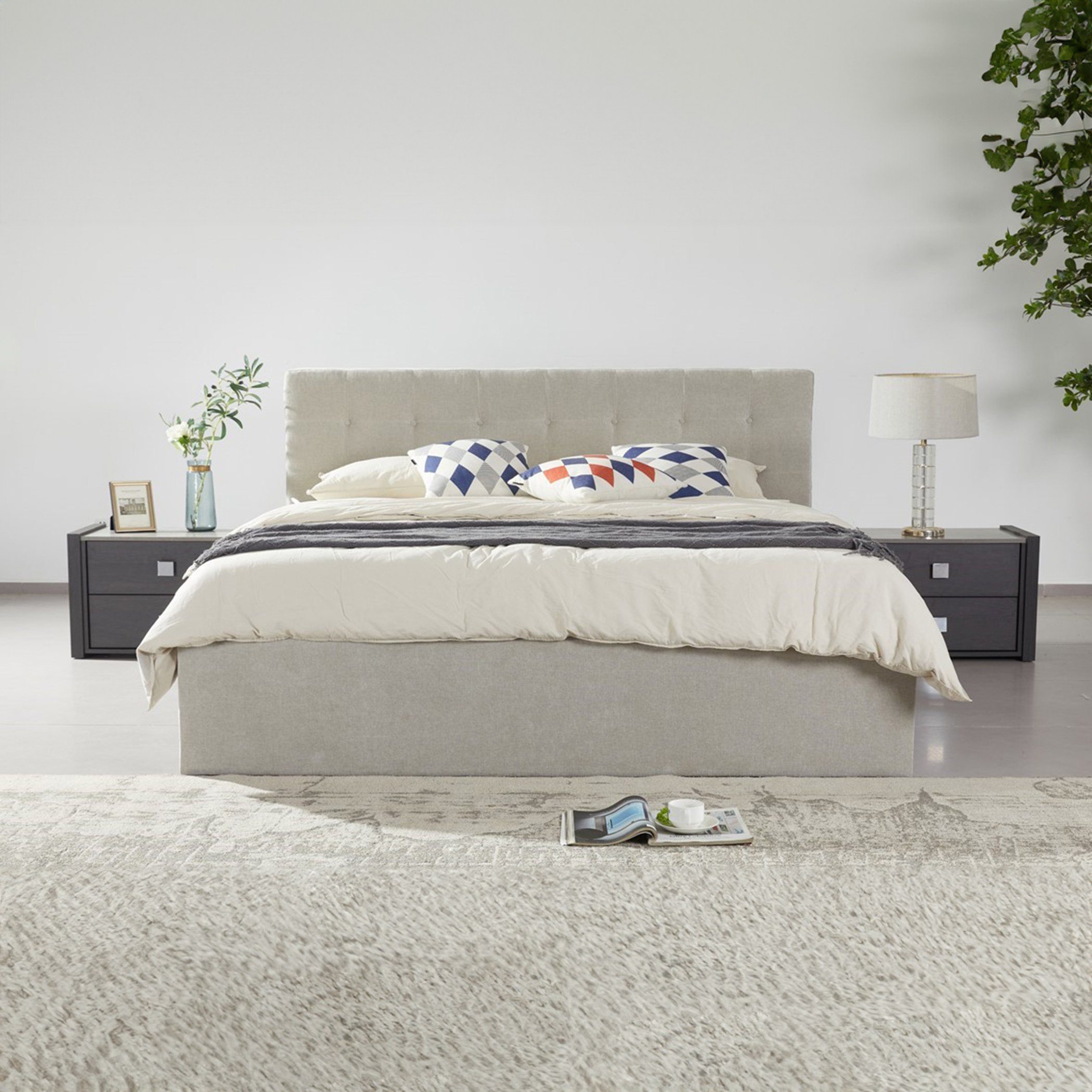 سرير سوبر كينج منجد من أورلاندو - 200x200 سم-hbxbedroom-bedsandbedsets-beds-superking-image-1
