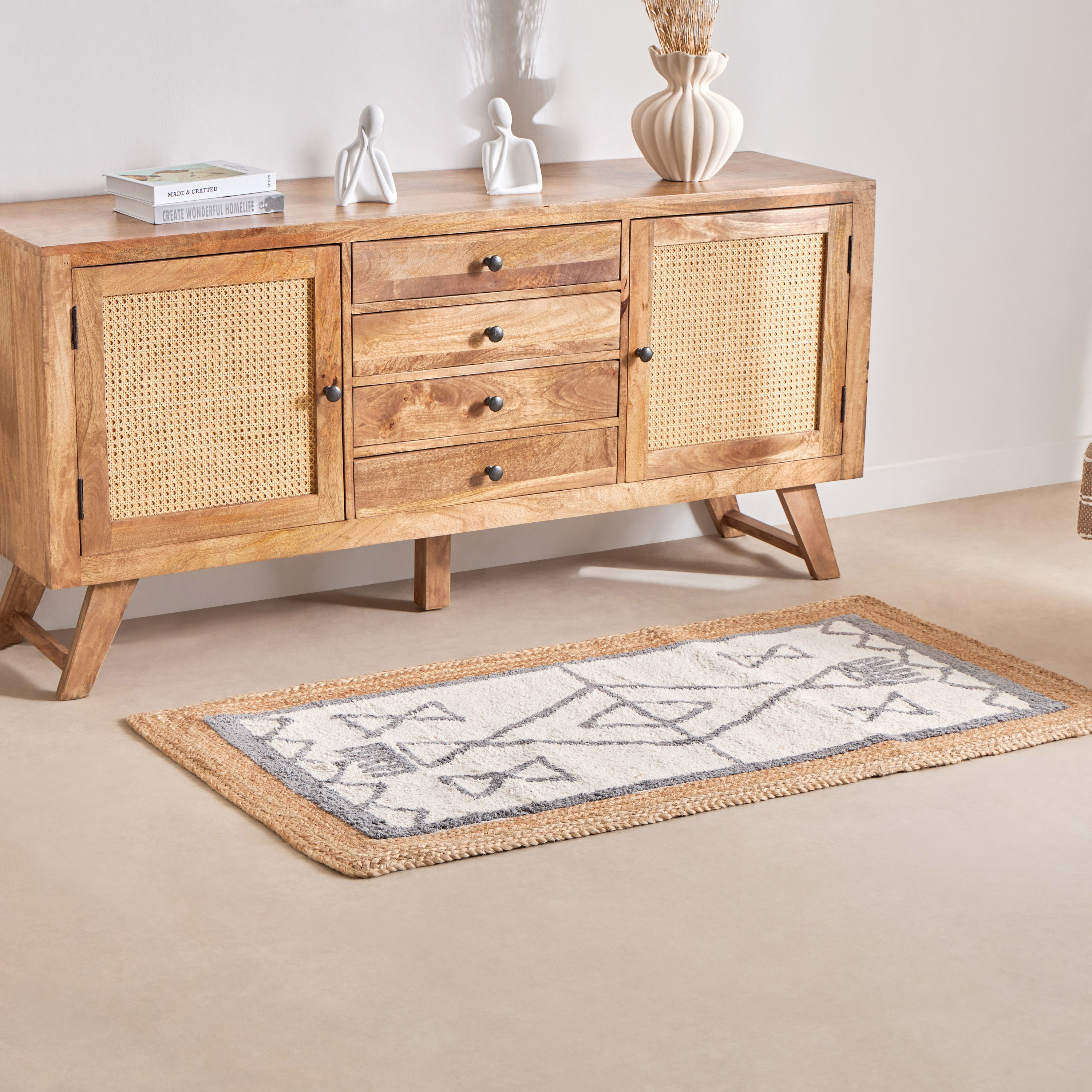 سجادة جوت مصنوعة يدويًا زهرة - 80x150 سم-hbxdecorandfurnishings-floorcoverings-rugs-image-1