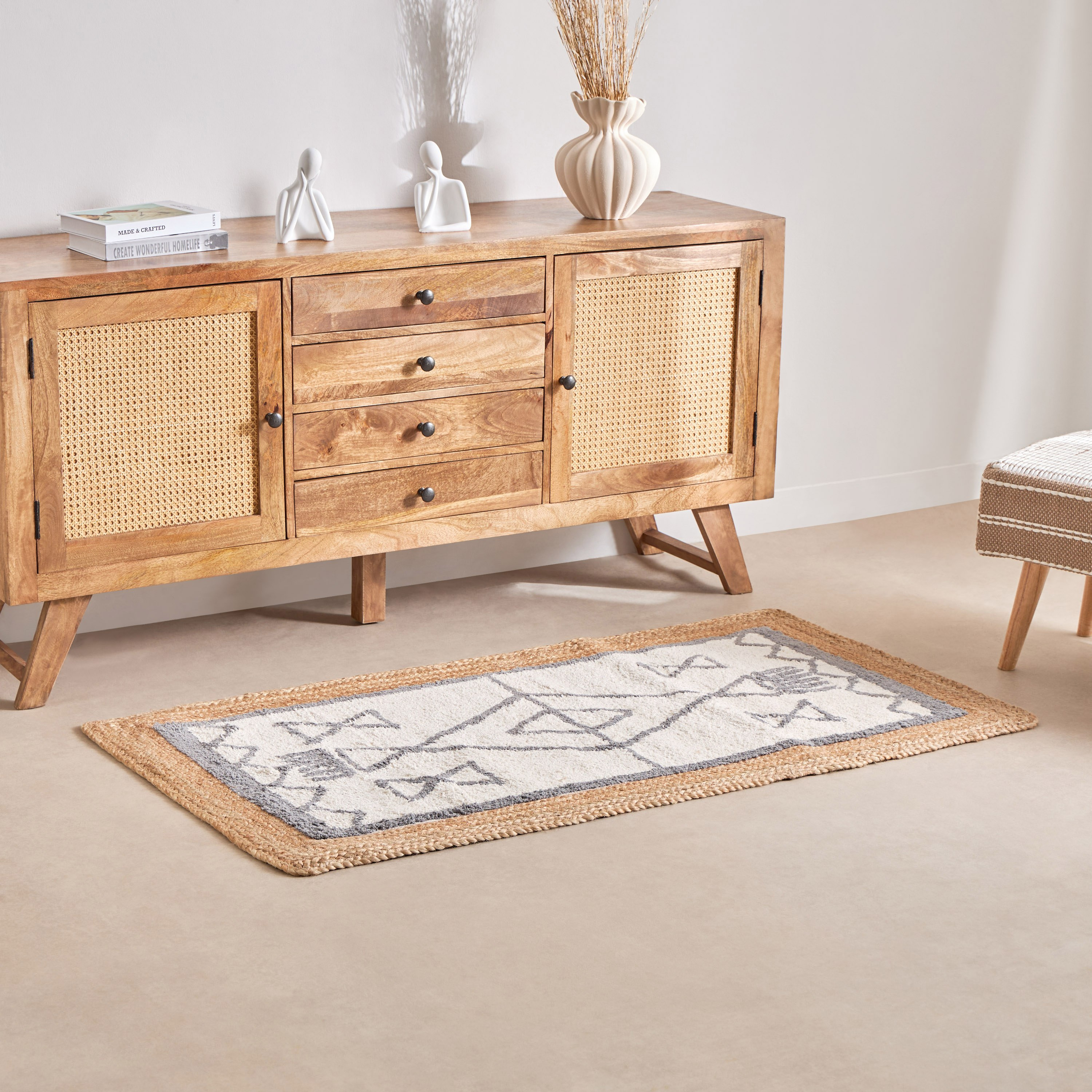 سجادة جوت مصنوعة يدويًا زهرة - 80x150 سم-hbxdecorandfurnishings-floorcoverings-rugs-image-5