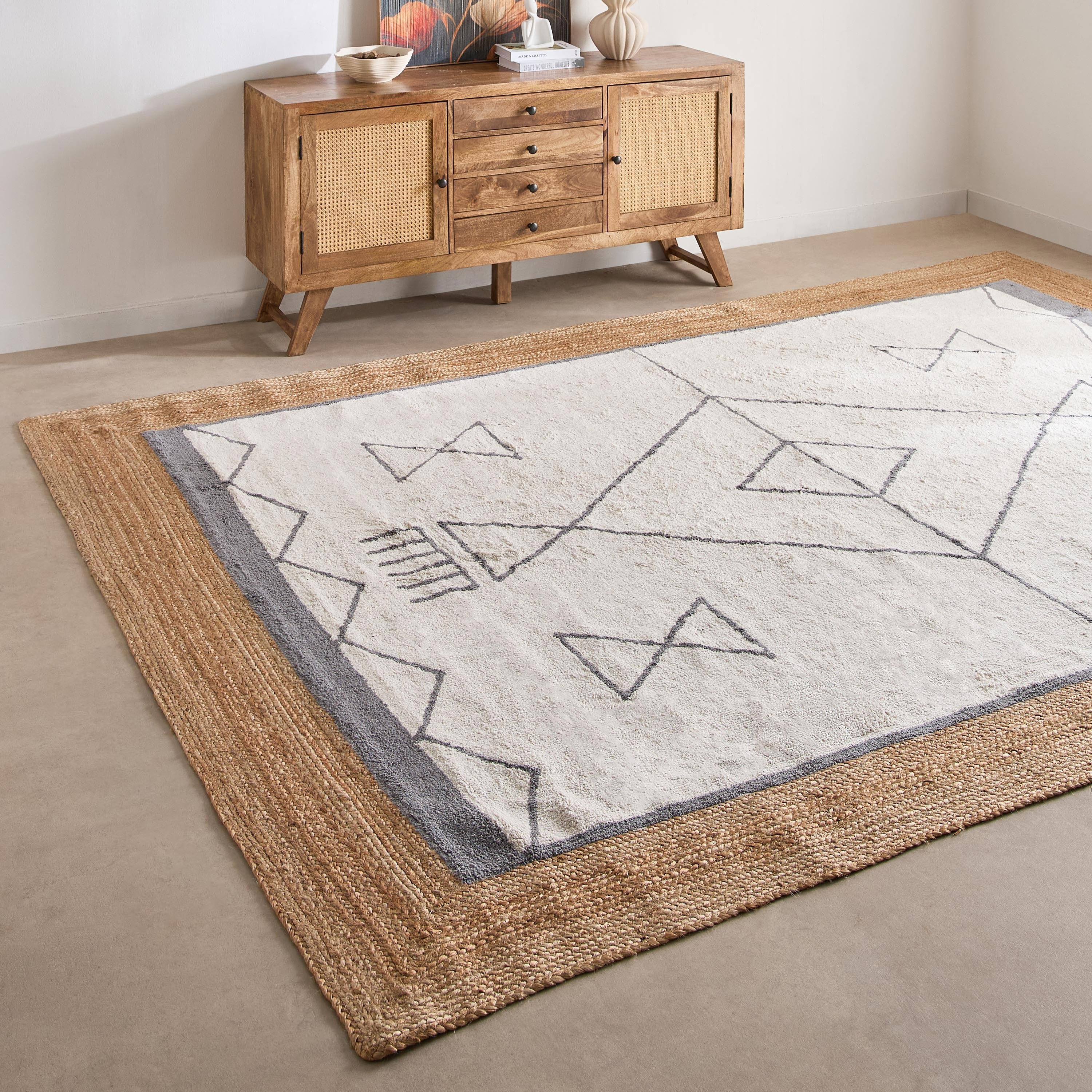 سجادة جوت مصنوعة يدويًا كبيرة جدا من زهرة - 240x350×300 سم-hbxdecorandfurnishings-floorcoverings-rugs-image-1