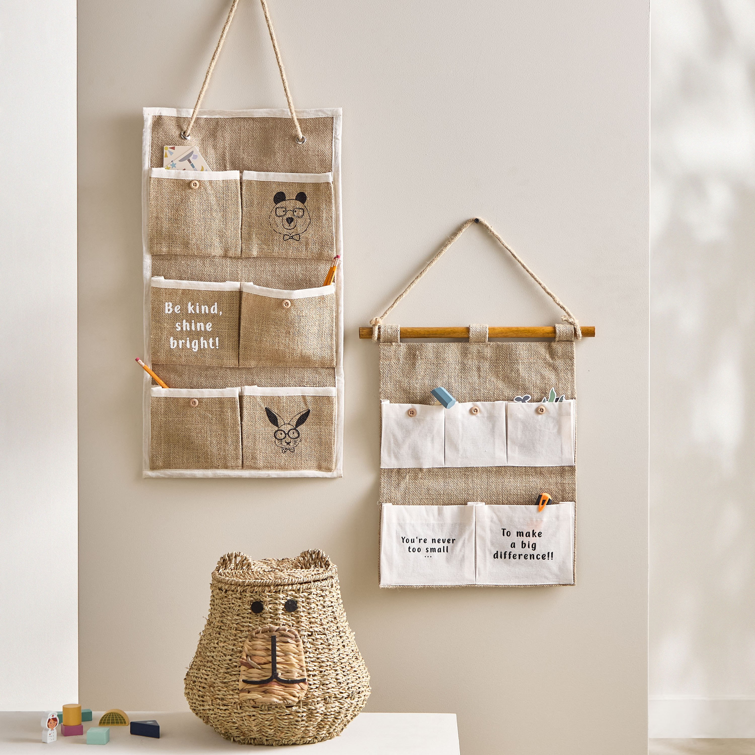 Animals Jute Cotton Kids Organizer - 35x65 cm-hbxhomeware-hbxkidsandyouth-image-4