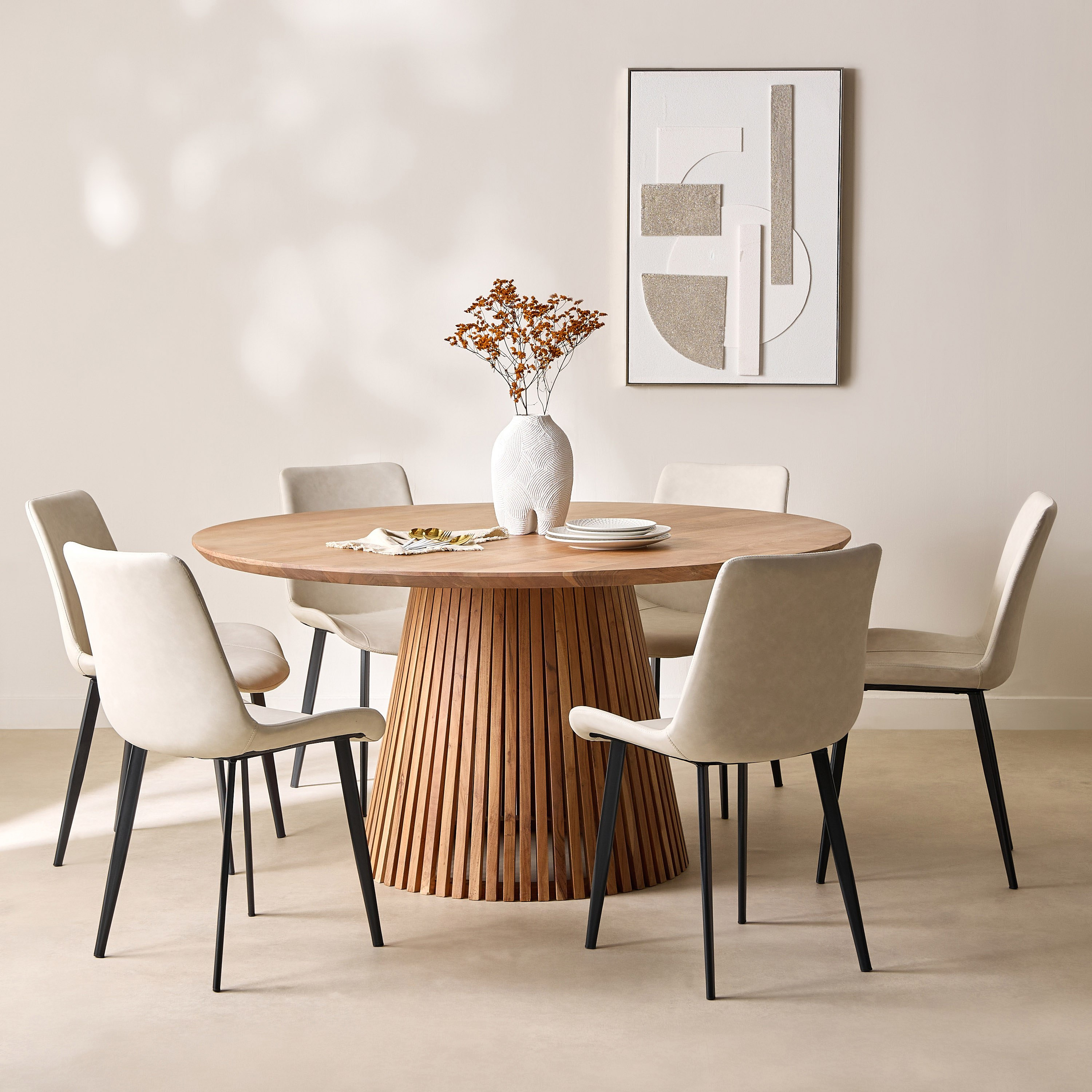 Cavon Dolce 6-Seater Round Solid Wood Dining Table-hbxdiningroom-diningtablesandsets-diningtables-sixseater-image-6