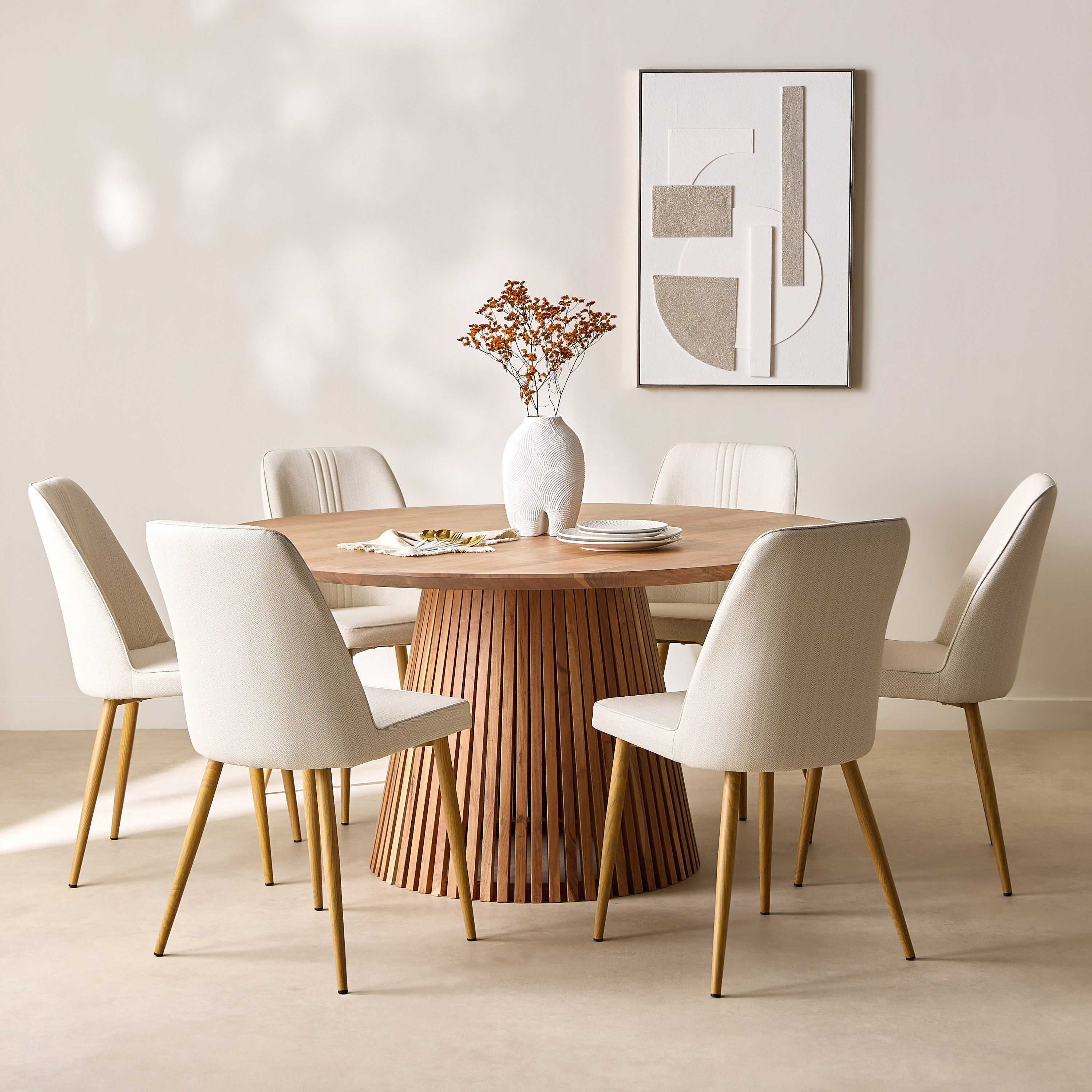Cavon Dolce 6-Seater Round Solid Wood Dining Table-hbxdiningroom-diningtablesandsets-diningtables-sixseater-image-7