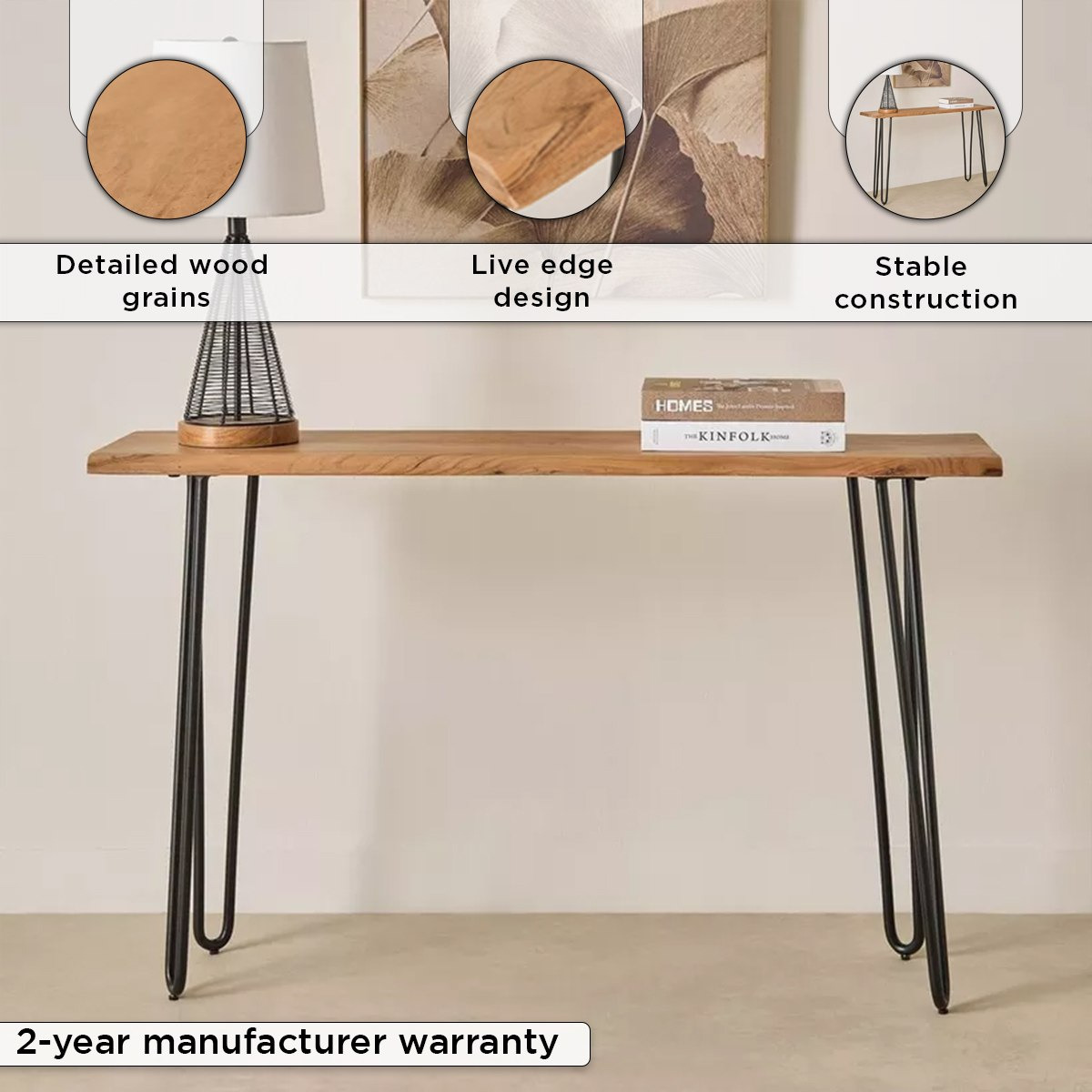 Cavon Corwin Live Edge Solid Wood Top Console Table-hbxfurniture-tablesandstands-consoletables-image-4