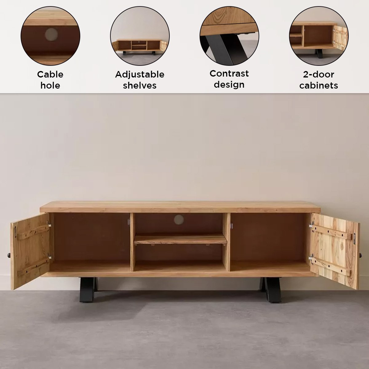 وحدة تلفزيون حتى 70 بوصة 1.6 متر بـ2 باب حوّاف طبيعية - أرنو من فيندرا-hbxlivingroom-mediaunitsandstorage-tvunits-image-5