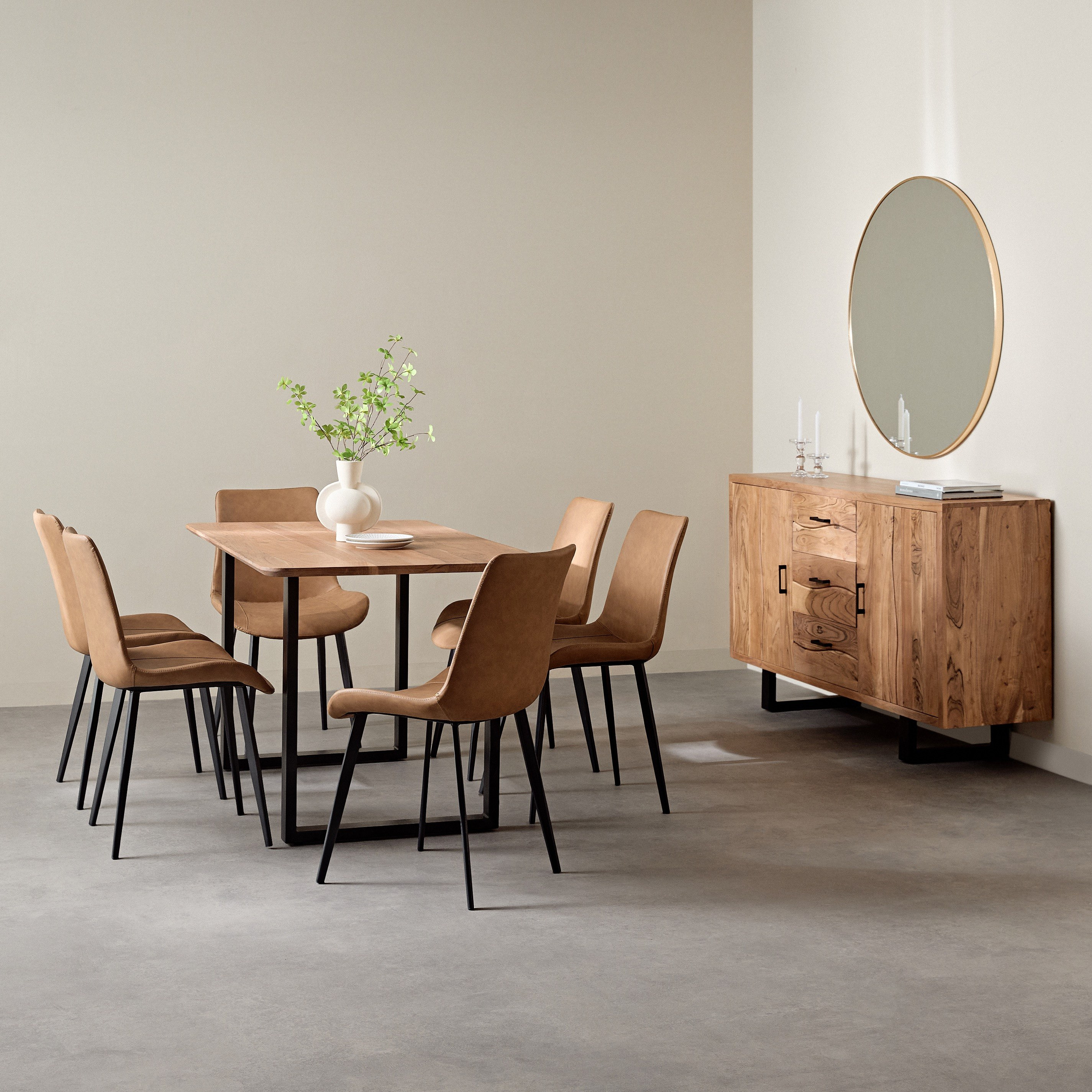 طاولة سفرة لـ6 مقاعد بسطح من الخشب الصلب المشطوف - كوستا من فيندرا -hbxdiningroom-diningtablesandsets-diningtables-sixseater-image-8
