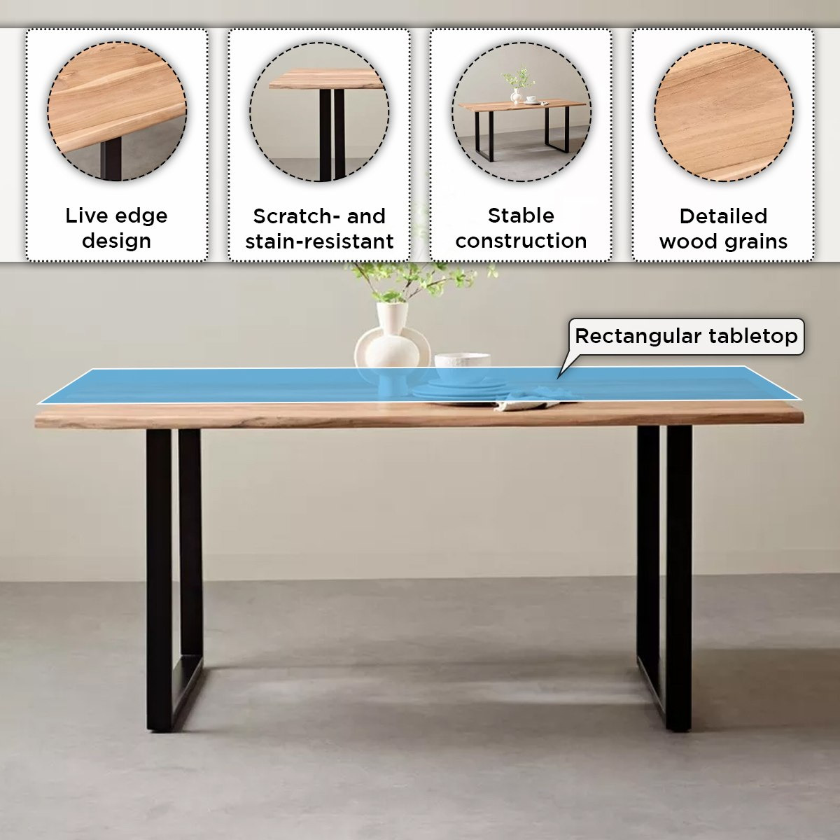 طاولة سُفرة لـ6 مقاعد من الخشب الصلب - كوستا لايف إيدج من فيندرا-hbxdiningroom-diningtablesandsets-diningtables-sixseater-image-5