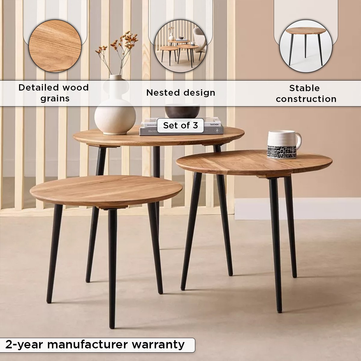 طقم طاولات متداخلة 3 قطع من الخشب الصلب - لاك من كافون-hbxfurniture-livingroom-nestingtables-image-4