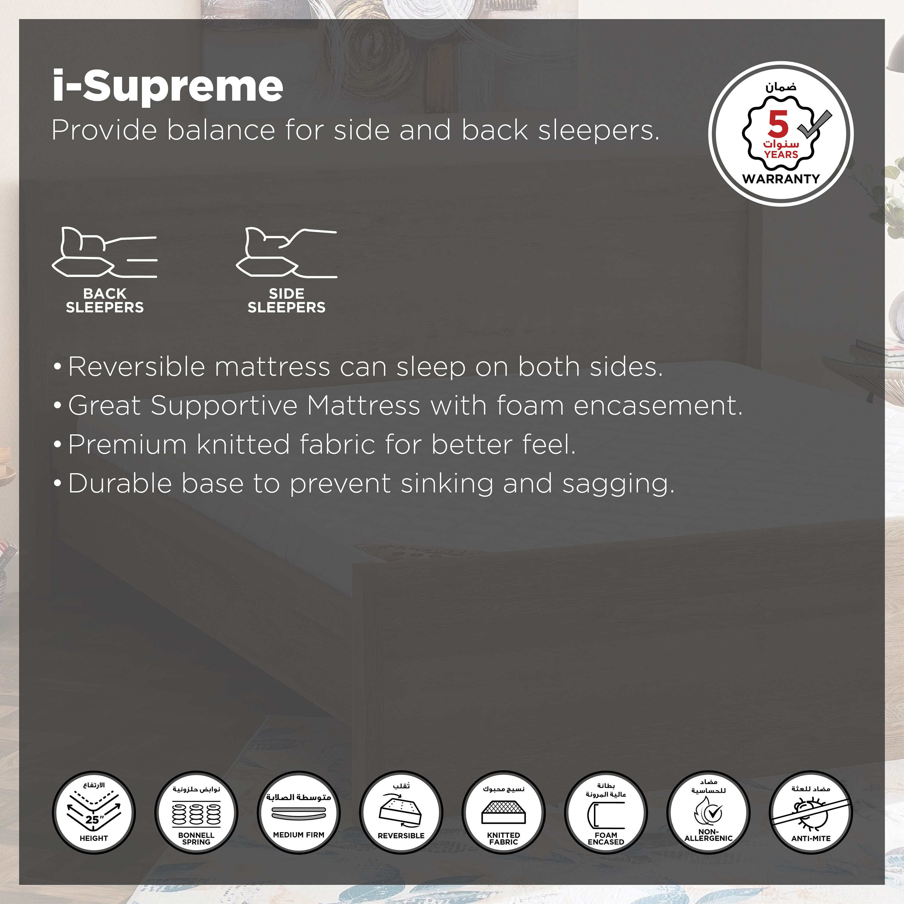 مرتبة فرديّة إسفنج بنوابض حلزونية من آي سوبريم -  90x200x25 سم-hbxfurniture-bedroom-mattresses-single-image-4
