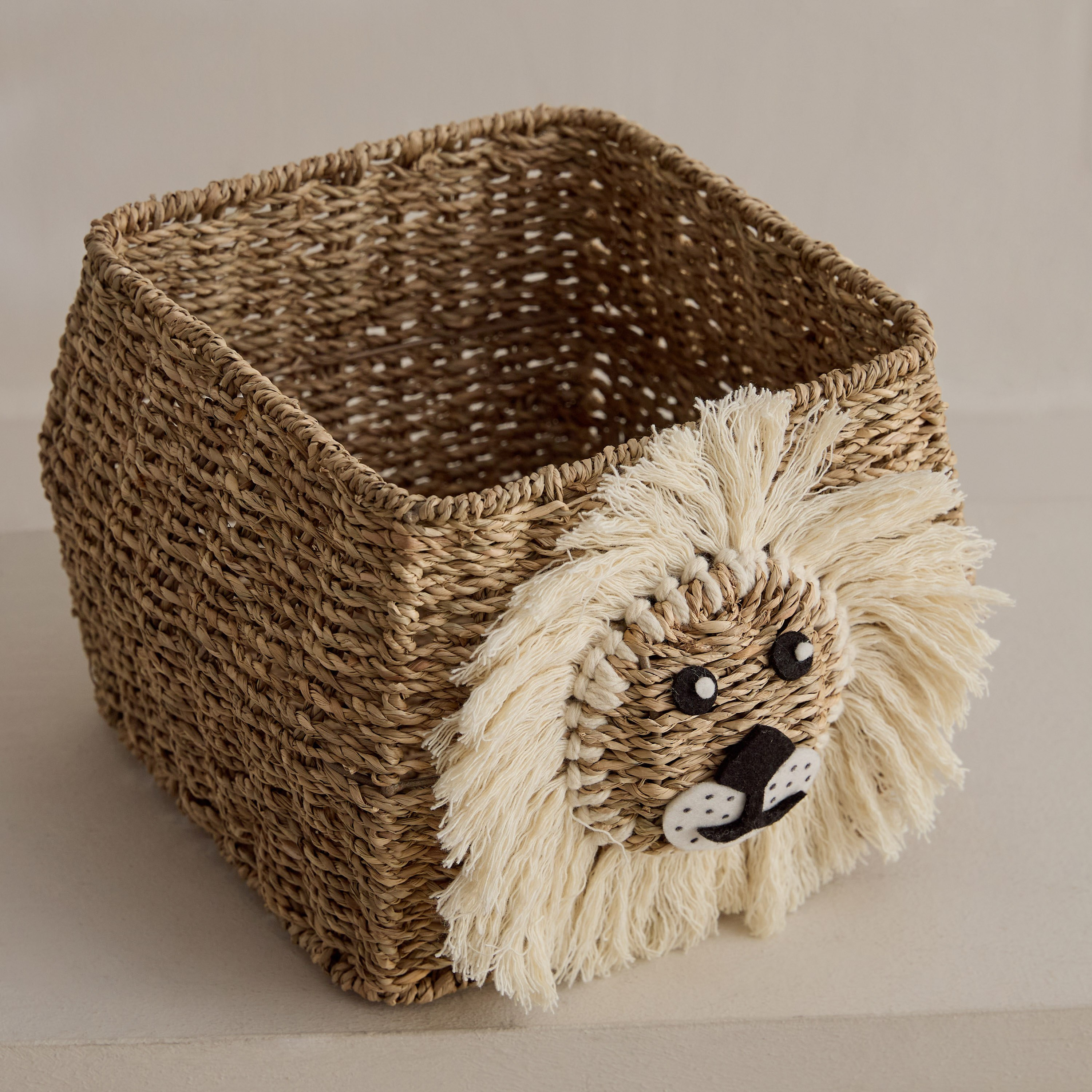 Forresta Lion Face Handmade Basket - 21x21x18 cm-hbxhomeware-hbxkidsandyouth-image-1