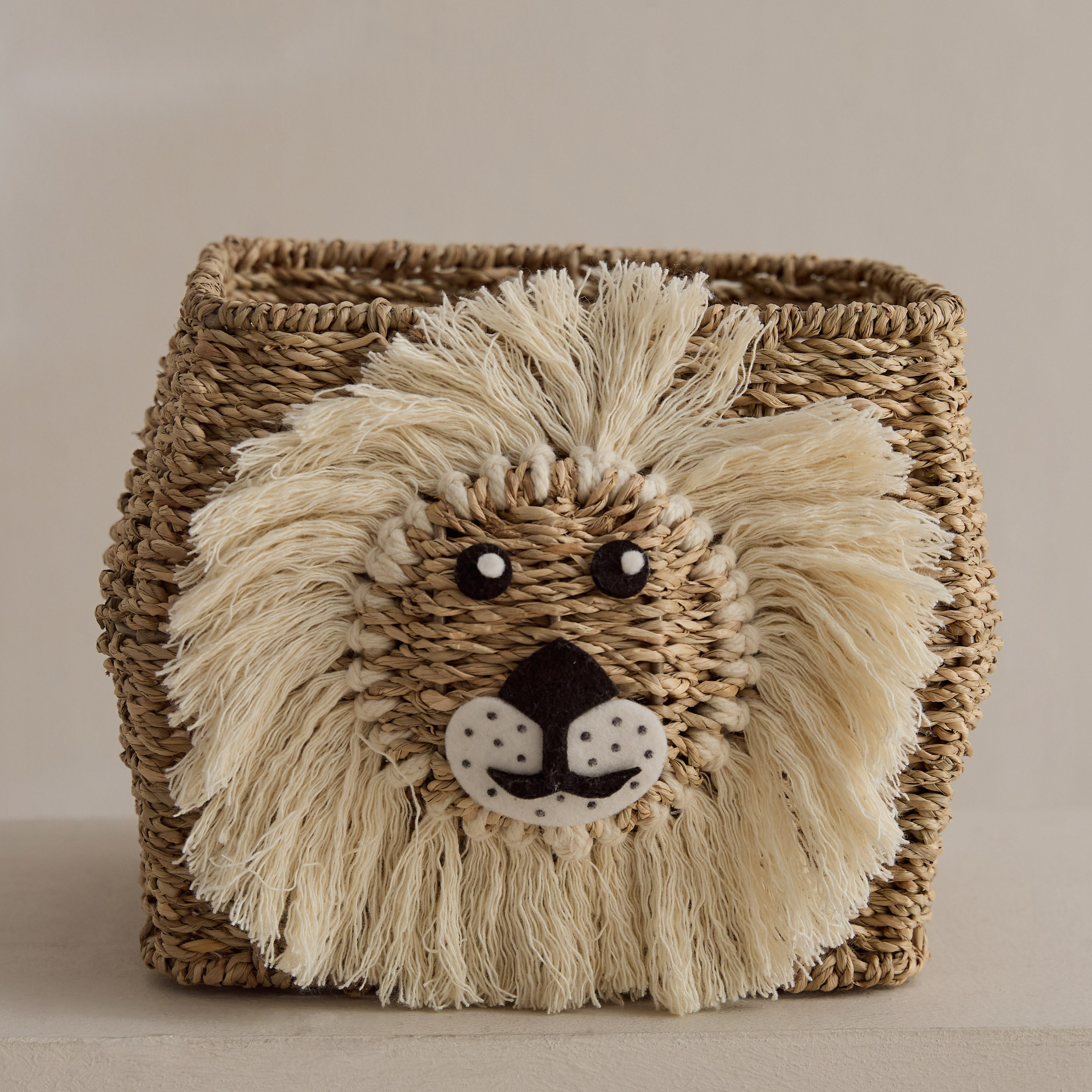 Forresta Lion Face Handmade Basket - 21x21x18 cm-hbxhomeware-hbxkidsandyouth-image-2