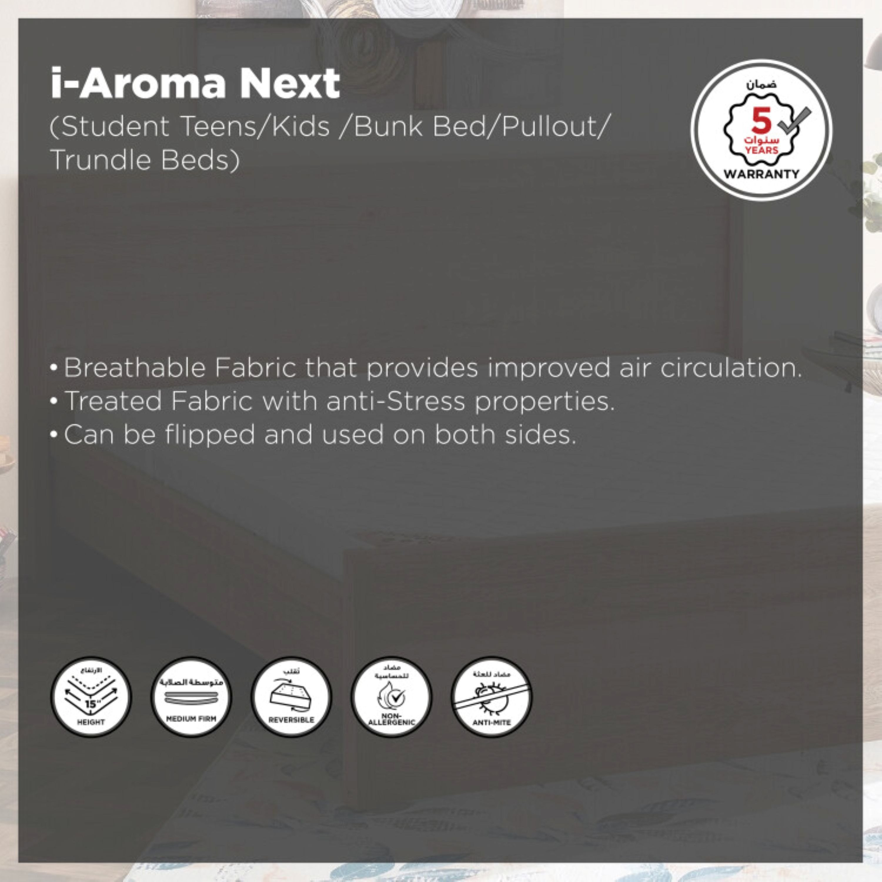 SleepEase iAroma Nxt Kids Foam Single Mattress - 90x190x15 cm-PROMO_HB_KSA_HBX10_190925-image-4