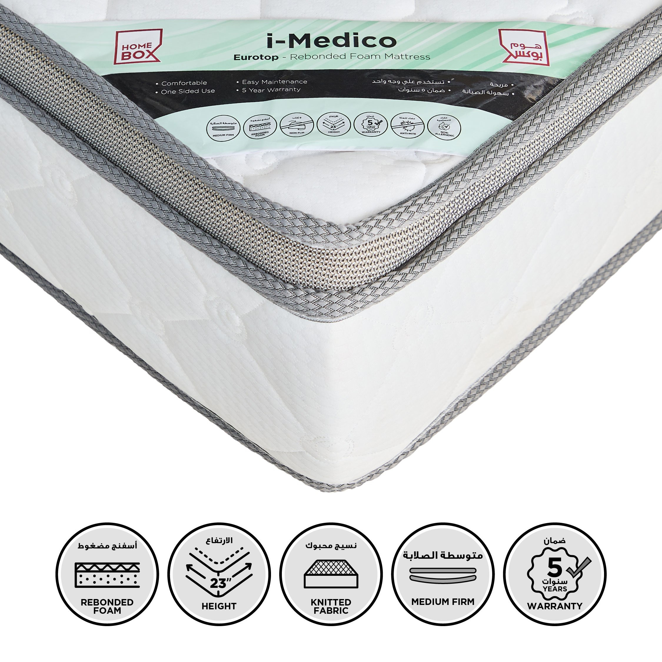 SleepNest iMedico Eurotop Medium Firm Rebonded Foam Single Mattress - 90x190x23 cm-PROMO_HB_KSA_HBX10_190925-image-1