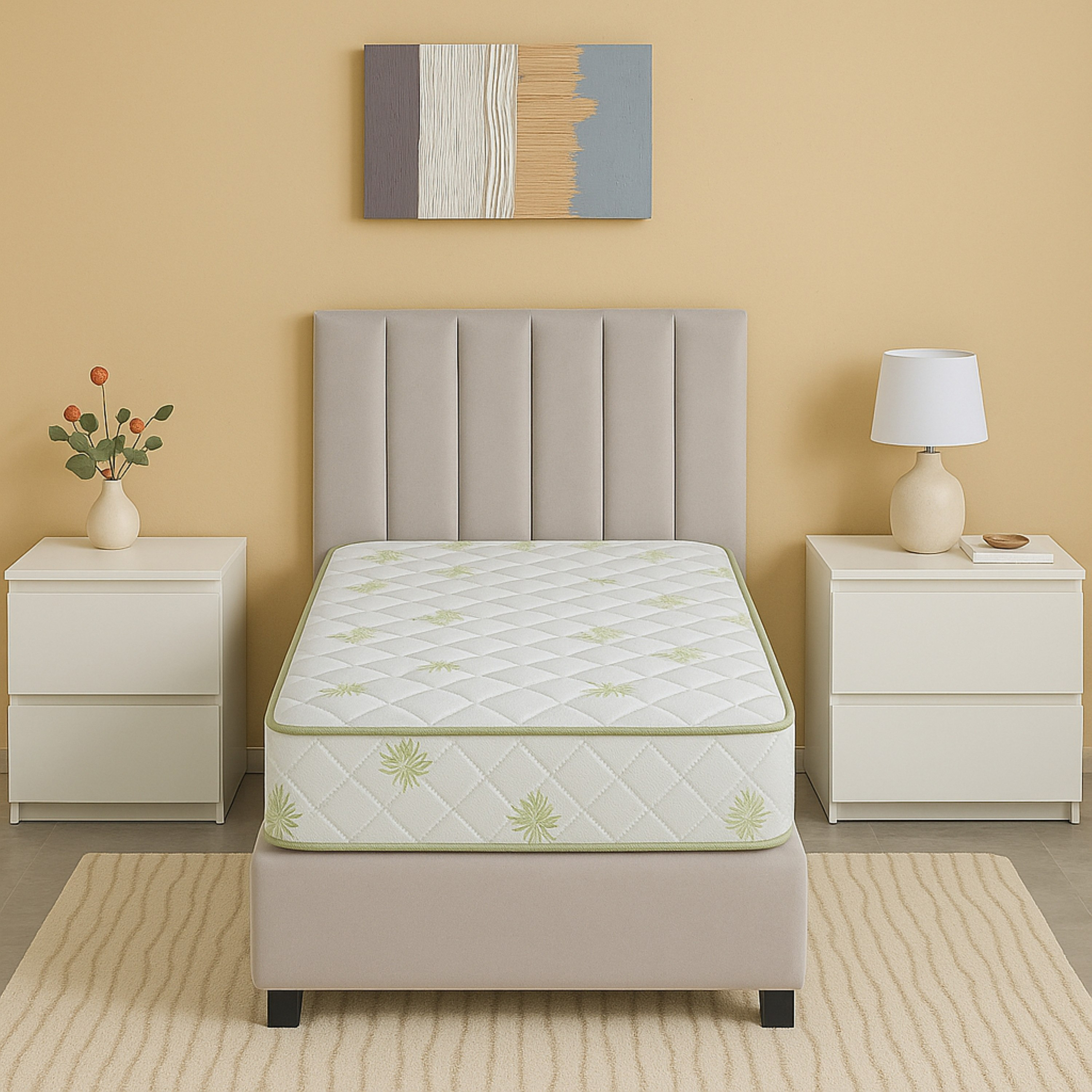 SleepNest iRefresh Aloevera Breathable Fabric Medium Firm Pocket Spring Twin Mattress - 120x200x25cm-hbxfurniture-mattresses-twin-image-2
