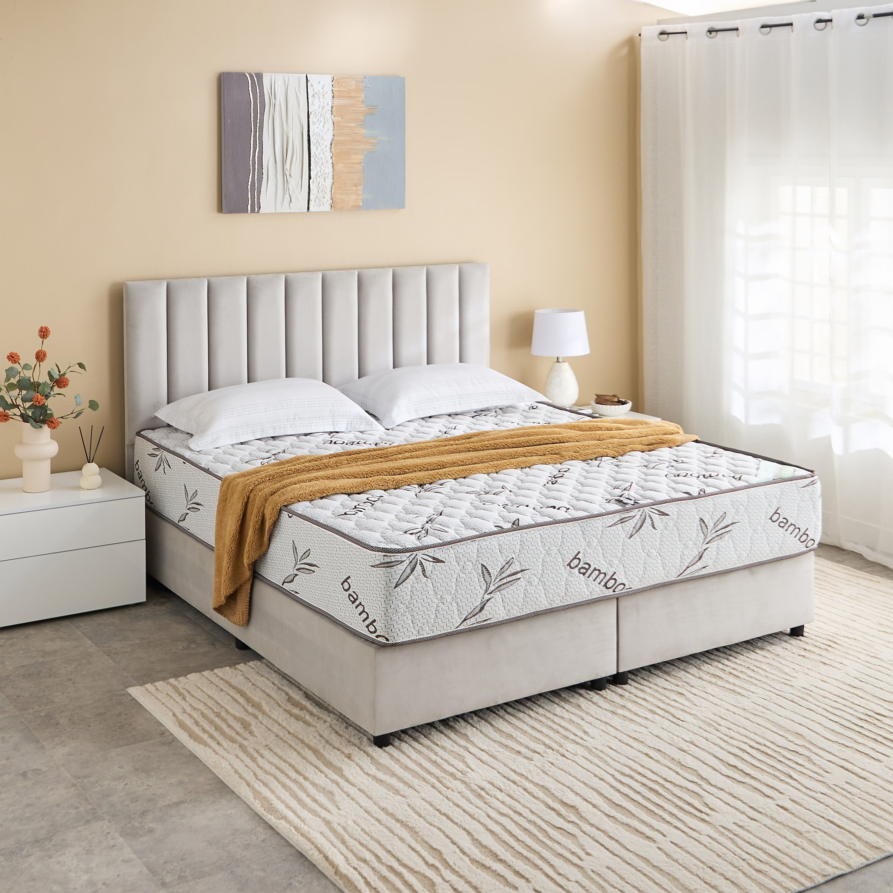 SleepNest iBamboo Knitted Breathable Fabric Medium Firm Pocket Spring Mattress - 200x200x25 cm-hbxfurniture-mattresses-superking-image-8