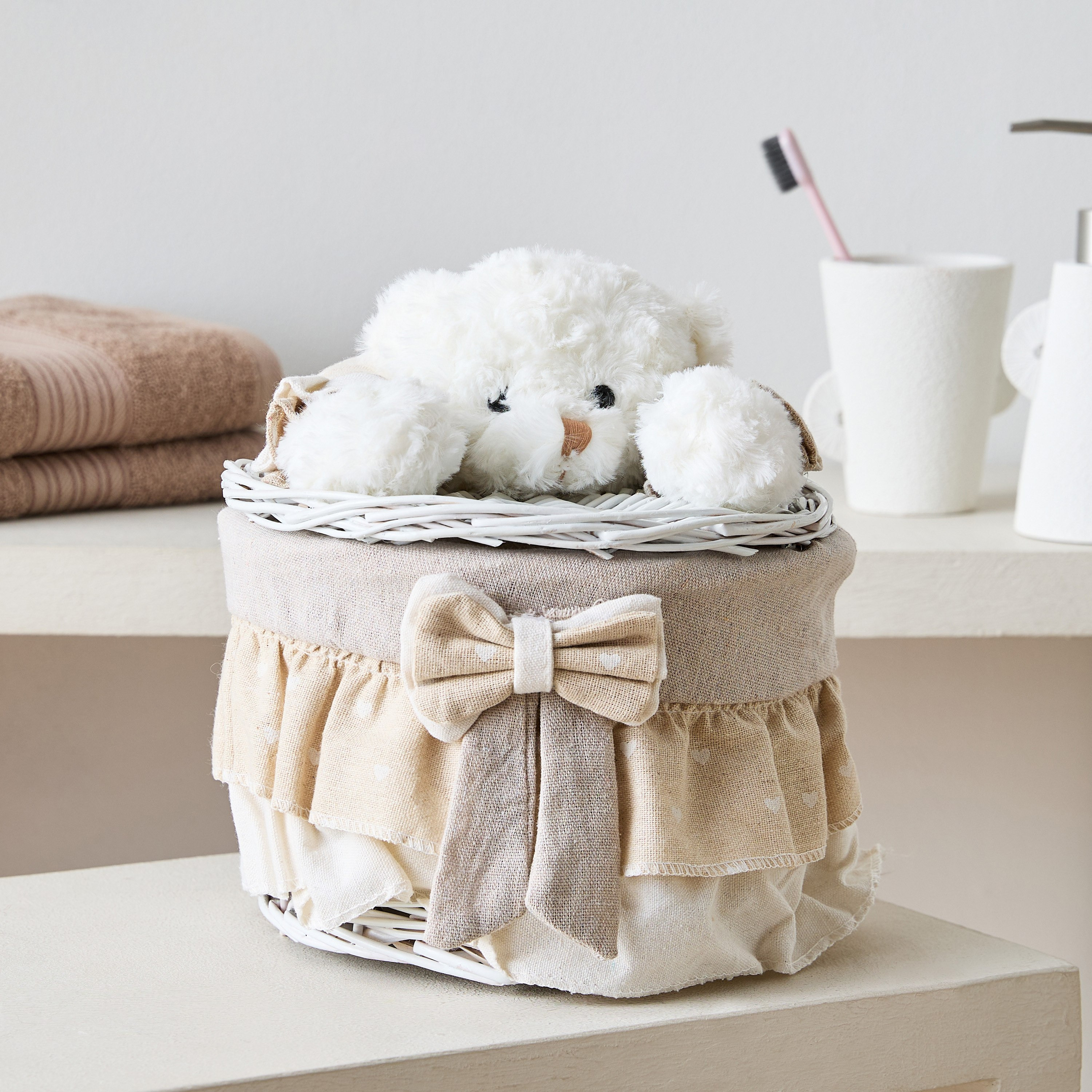 سلة تخزين صغيرة جدا من الصفصاف على شكل دب مع فيونكة - 21x16×55 سم-hbxhomeware-hbxkidsandyouth-image-1