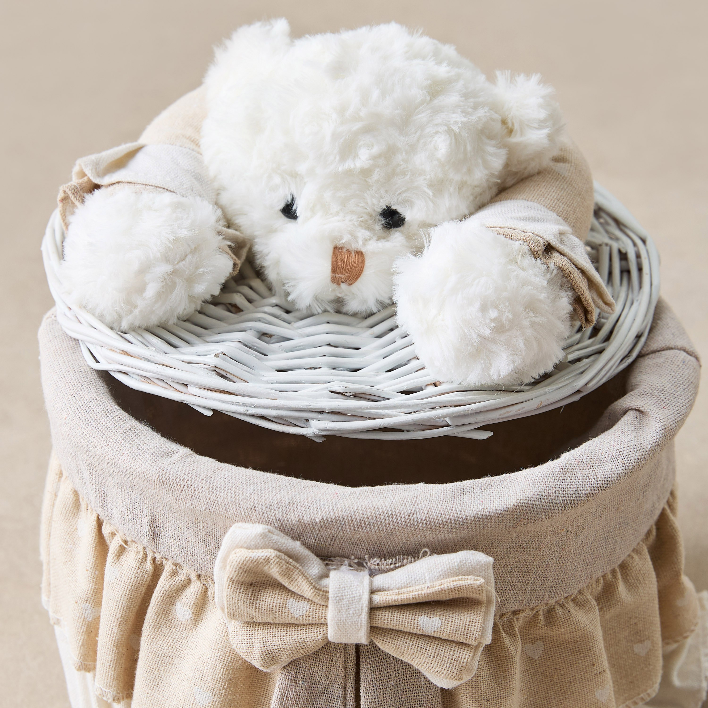 سلة تخزين صغيرة جدا من الصفصاف على شكل دب مع فيونكة - 21x16×55 سم-hbxhomeware-hbxkidsandyouth-image-3