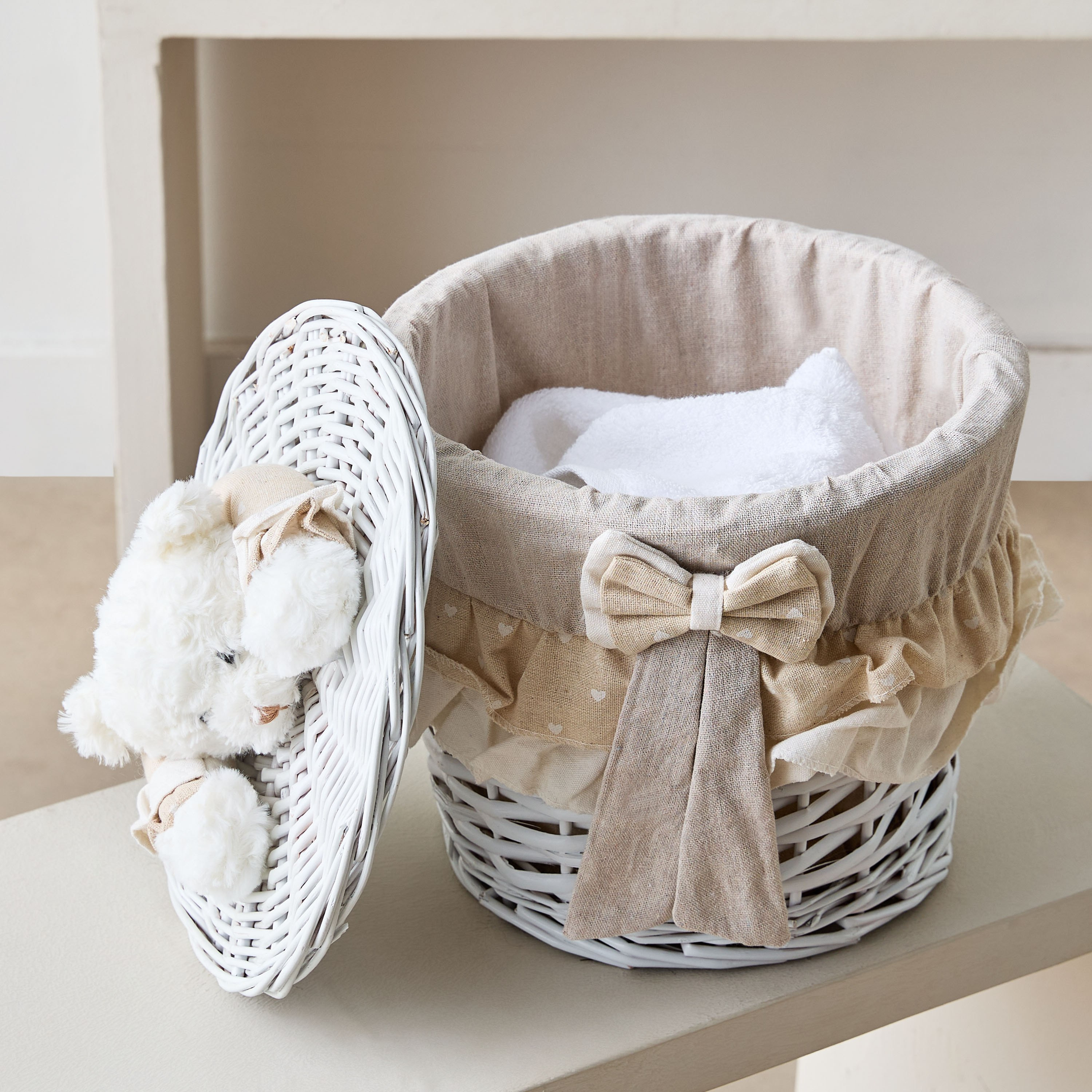 سلة تخزين صغيرة من الصفصاف على شكل دب مع فيونكة - 29×55 سم-hbxhomeware-hbxkidsandyouth-image-2