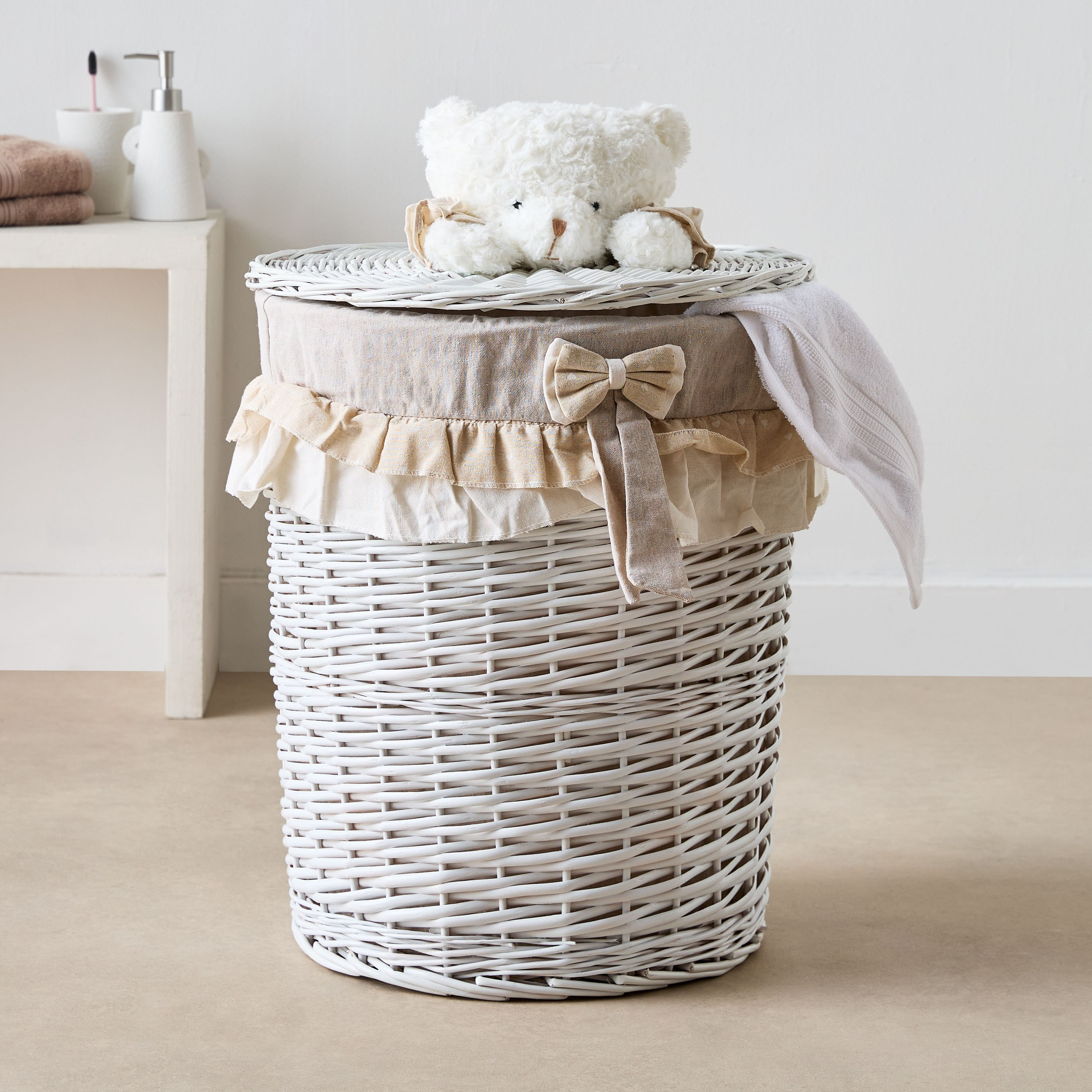 سلة تخزين كبيرة من الصفصاف على شكل دب مع فيونكة - 45×55 سم-hbxhomeware-hbxkidsandyouth-image-1