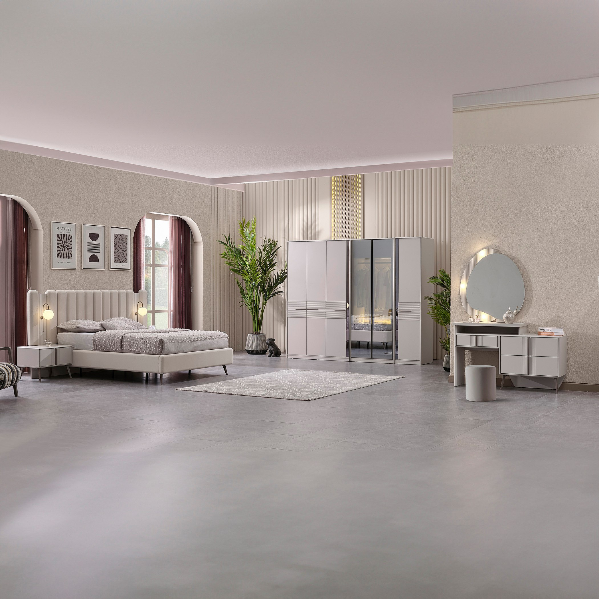 طقم غرفة نوم كينج 6 قطع بسرير هيدروليك من كونراد- 180x200 سم-hbxbedroom-bedsandbedsets-bedroomsets-king-image-1
