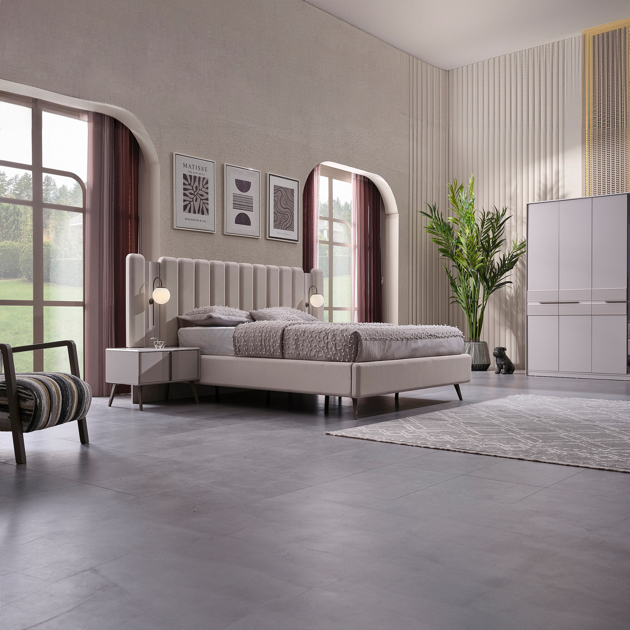 طقم غرفة نوم كينج 6 قطع بسرير هيدروليك من كونراد- 180x200 سم-hbxbedroom-bedsandbedsets-bedroomsets-king-image-3