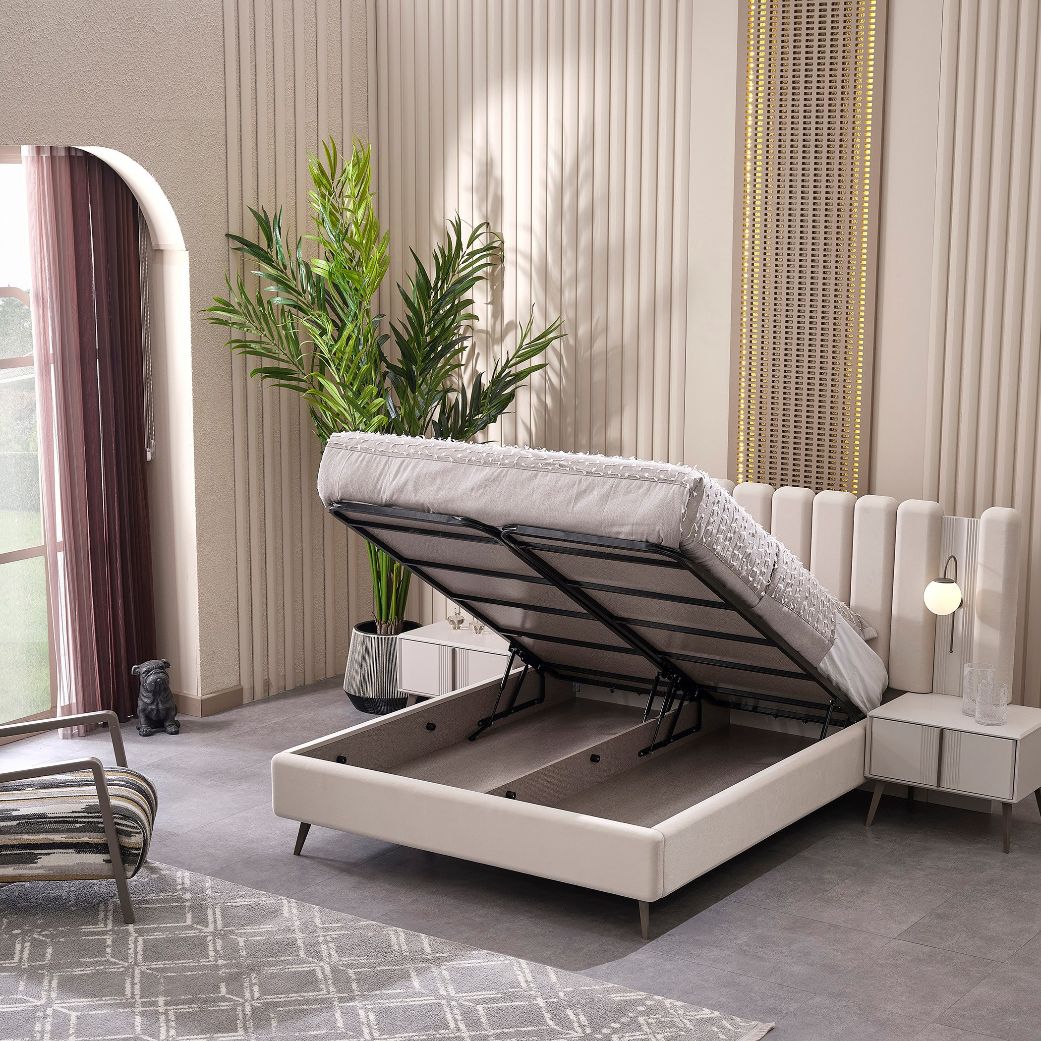 طقم غرفة نوم كينج 6 قطع بسرير هيدروليك من كونراد- 180x200 سم-hbxbedroom-bedsandbedsets-bedroomsets-king-image-4