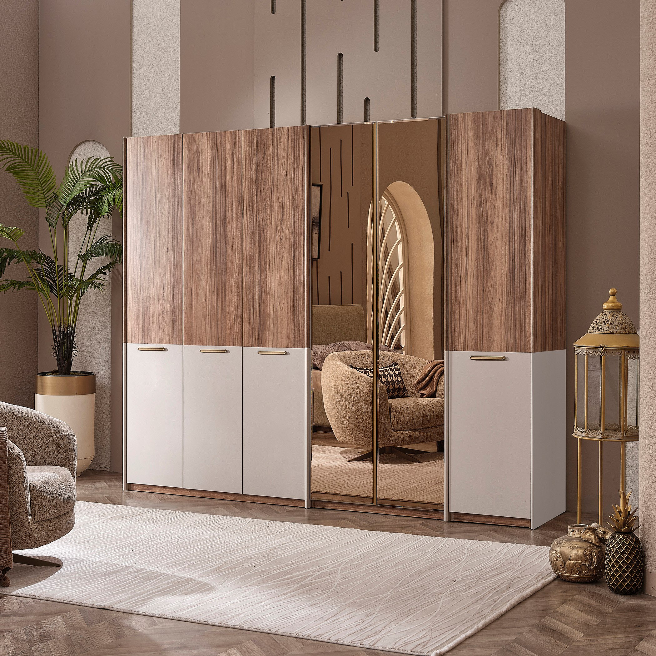خزانة ملابس 6 أبواب بمرآة من بريستيج-hbxfurniture-wardrobes-image-1