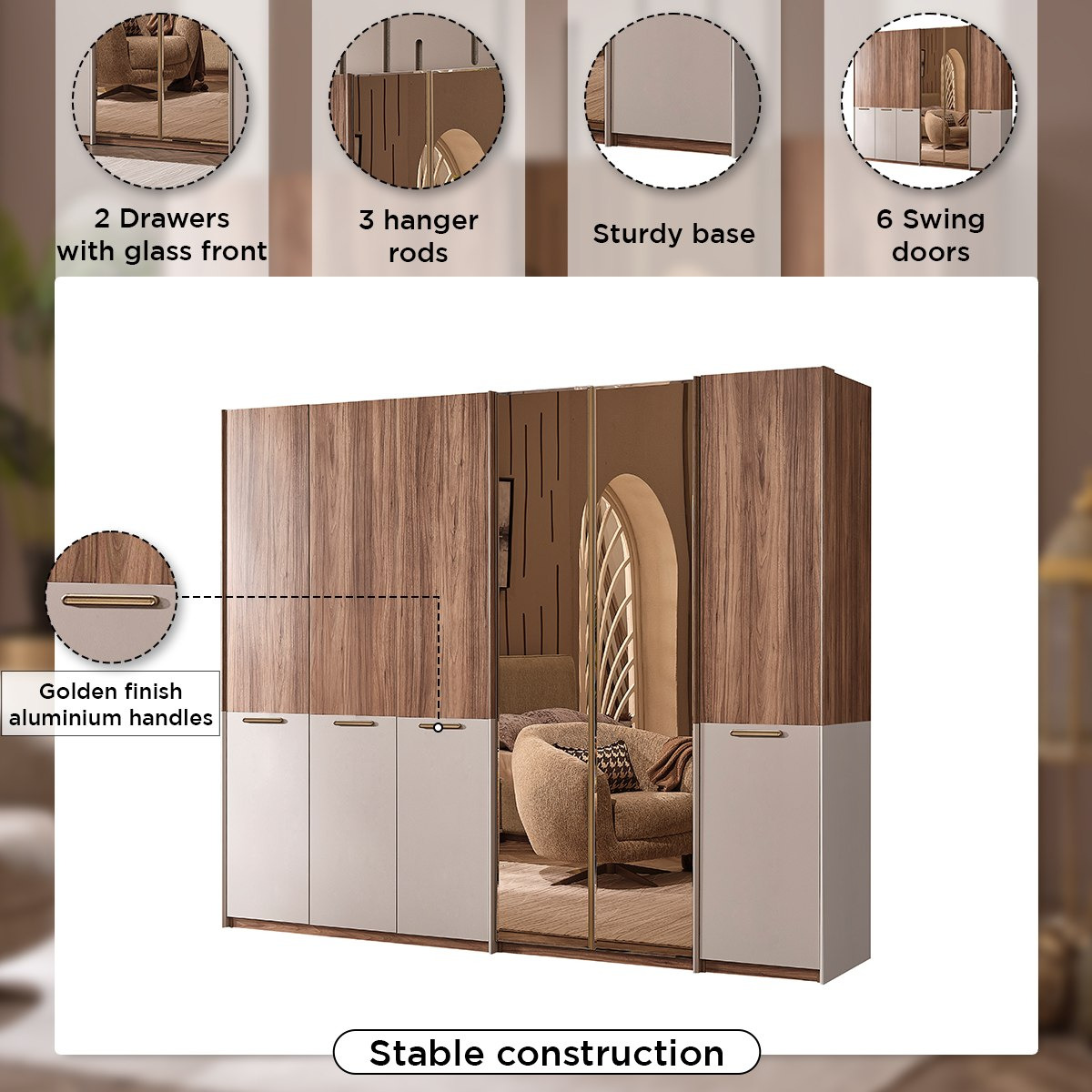 خزانة ملابس 6 أبواب بمرآة من بريستيج-hbxfurniture-wardrobes-image-5