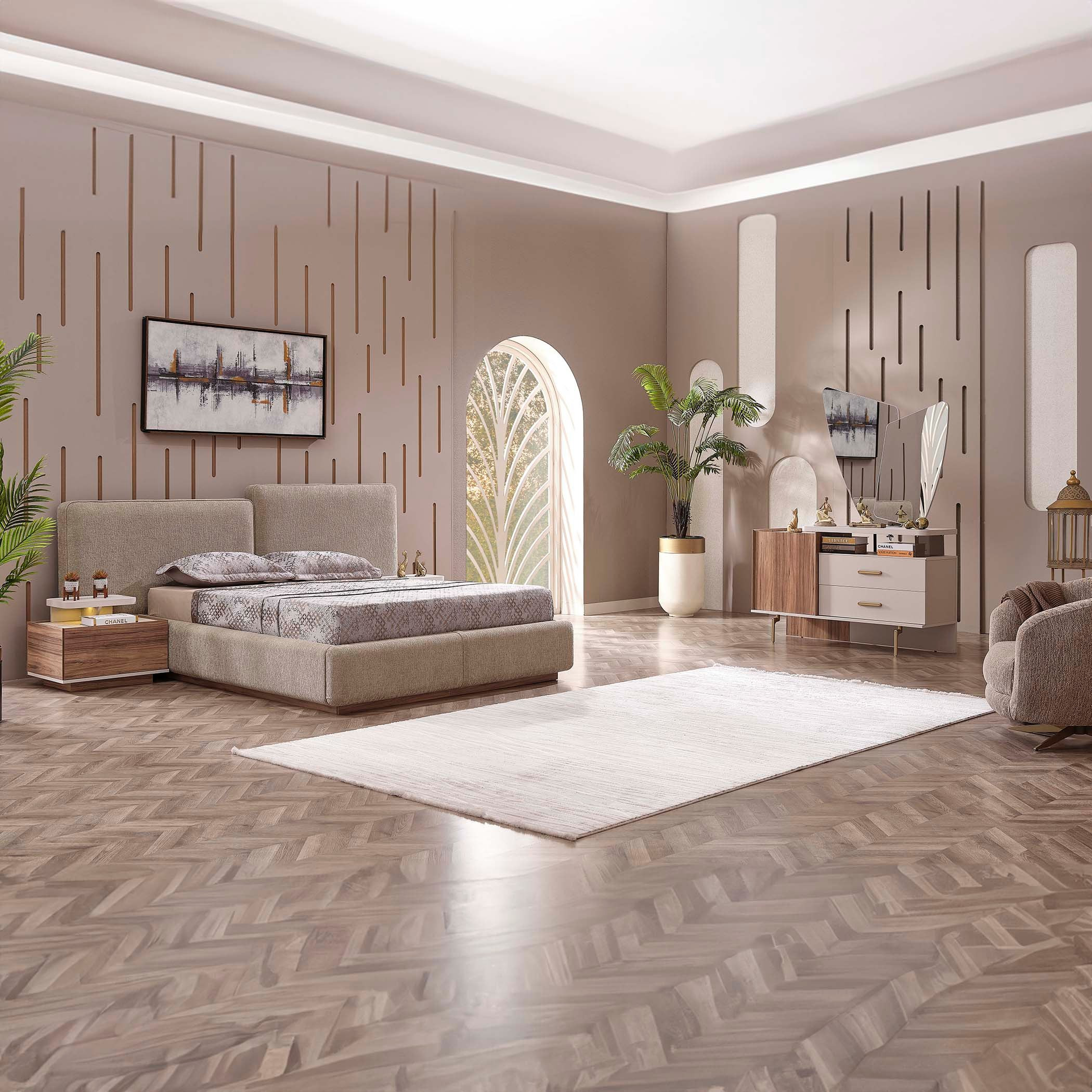 طقم غرفة نوم كينج 6 قطع منجدة بمساحة تخزين هيدروليك من بريستيج - 180x200 سم-hbxbedroom-bedsandbedsets-bedroomsets-king-image-1