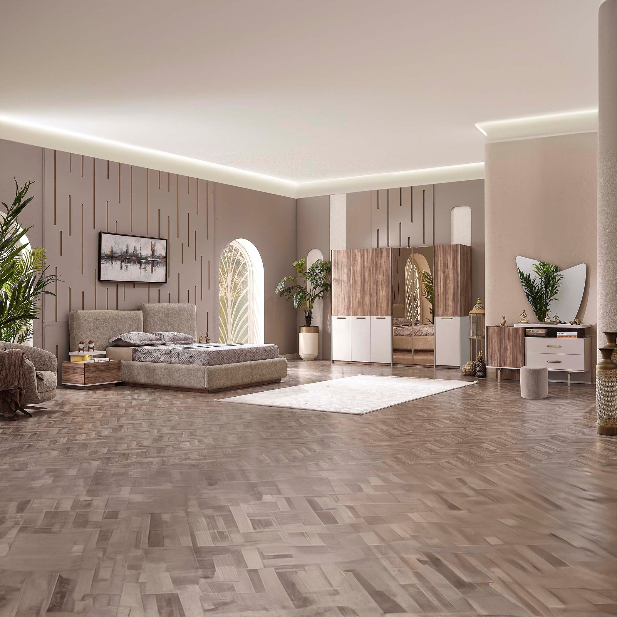 طقم غرفة نوم كينج 6 قطع منجدة بمساحة تخزين هيدروليك من بريستيج - 180x200 سم-hbxbedroom-bedsandbedsets-bedroomsets-king-image-19