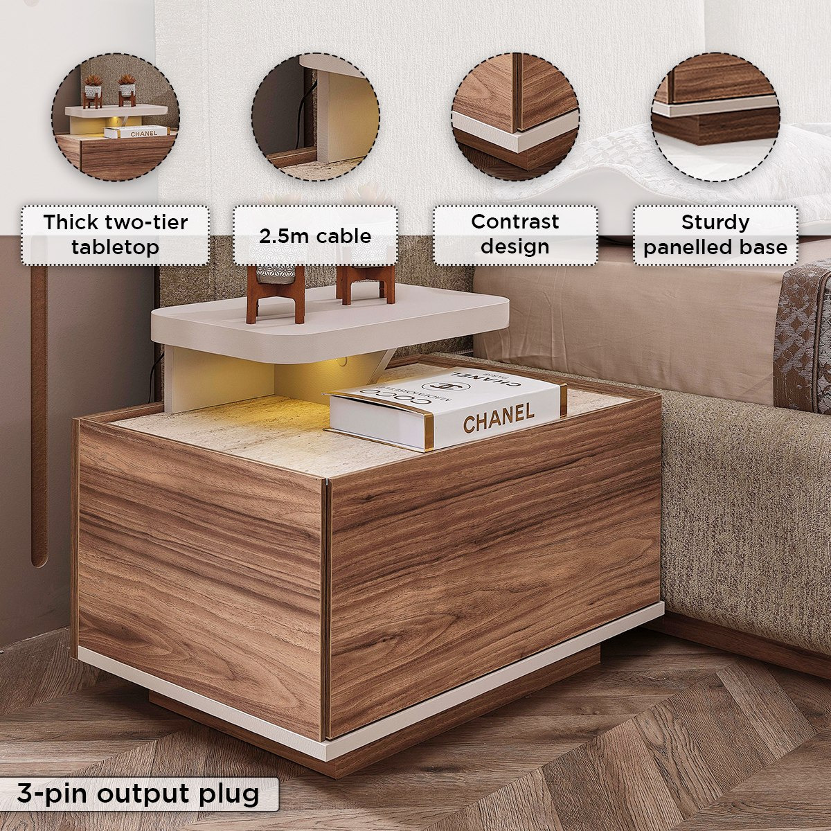طقم غرفة نوم كينج 6 قطع منجدة بمساحة تخزين هيدروليك من بريستيج - 180x200 سم-hbxbedroom-bedsandbedsets-bedroomsets-king-image-8