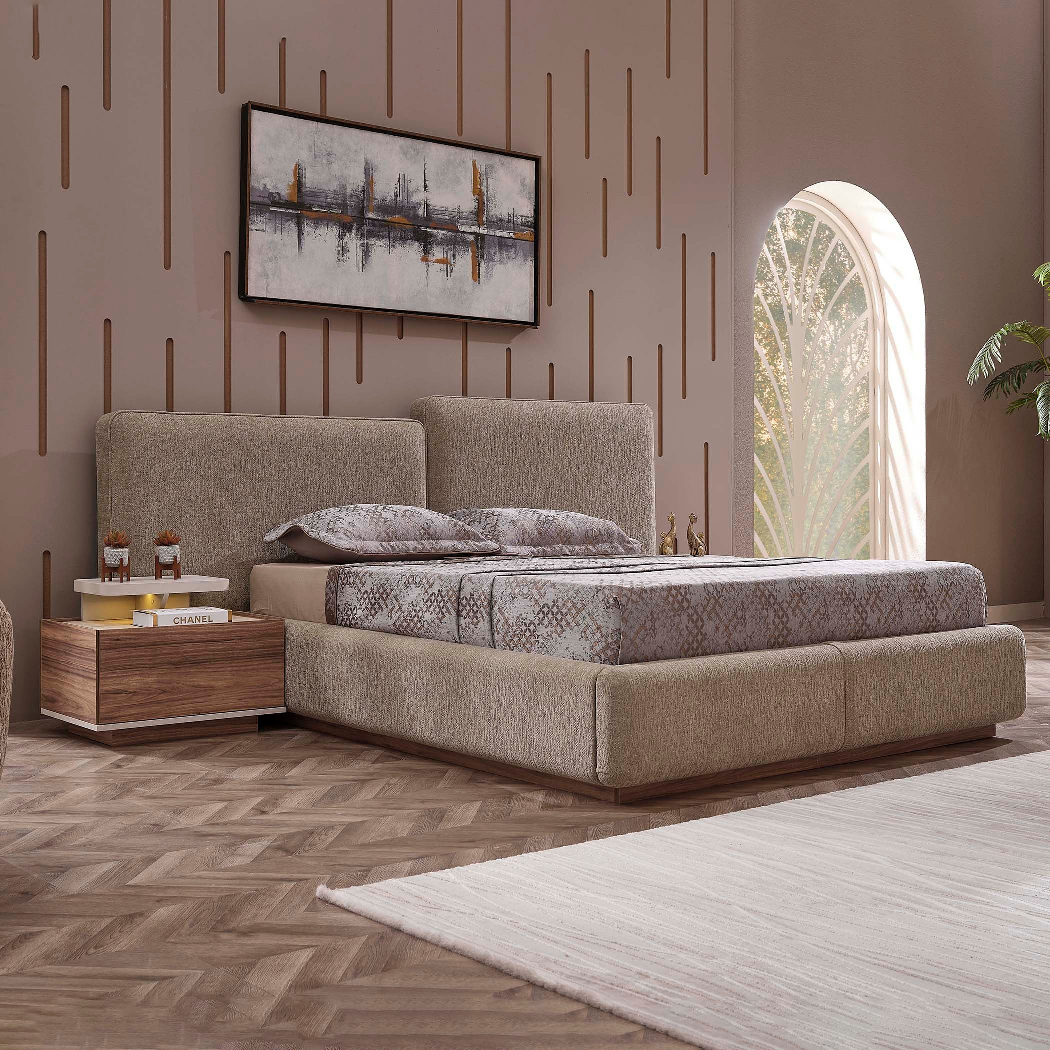 طقم غرفة نوم كينج 6 قطع منجدة بمساحة تخزين هيدروليك من بريستيج - 180x200 سم-hbxbedroom-bedsandbedsets-bedroomsets-king-image-2