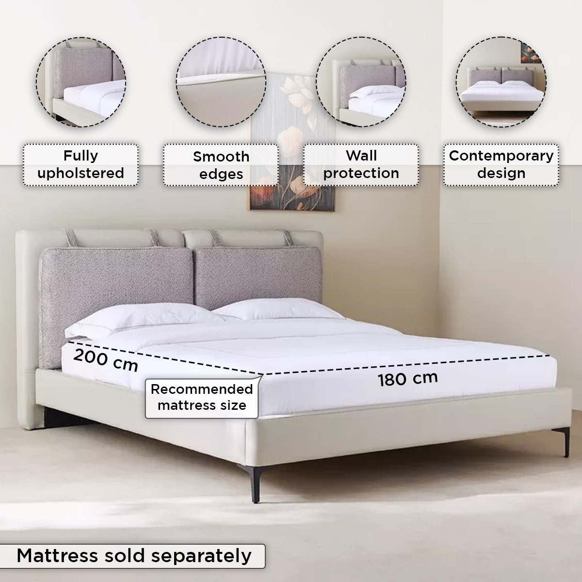 سرير كينج منجد من مارويل ويليس - 180x200 سم-hbxfurniture-bedsandbedsets-beds-king-image-4