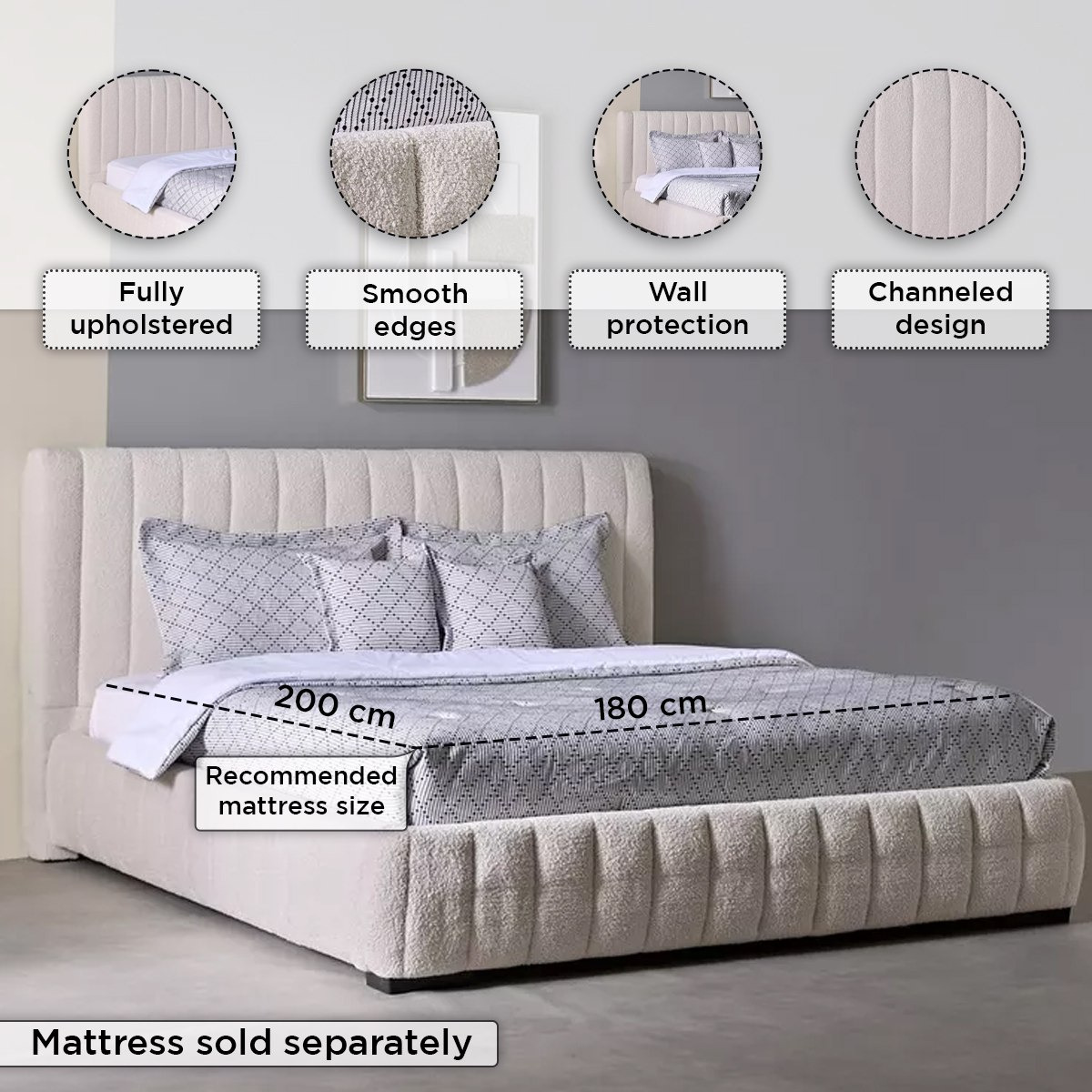 سرير كينج منجد أوربان من فرانكفورت - 180 × 200 سم-hbxfurniture-bedsandbedsets-upholsteredbeds-king-image-4