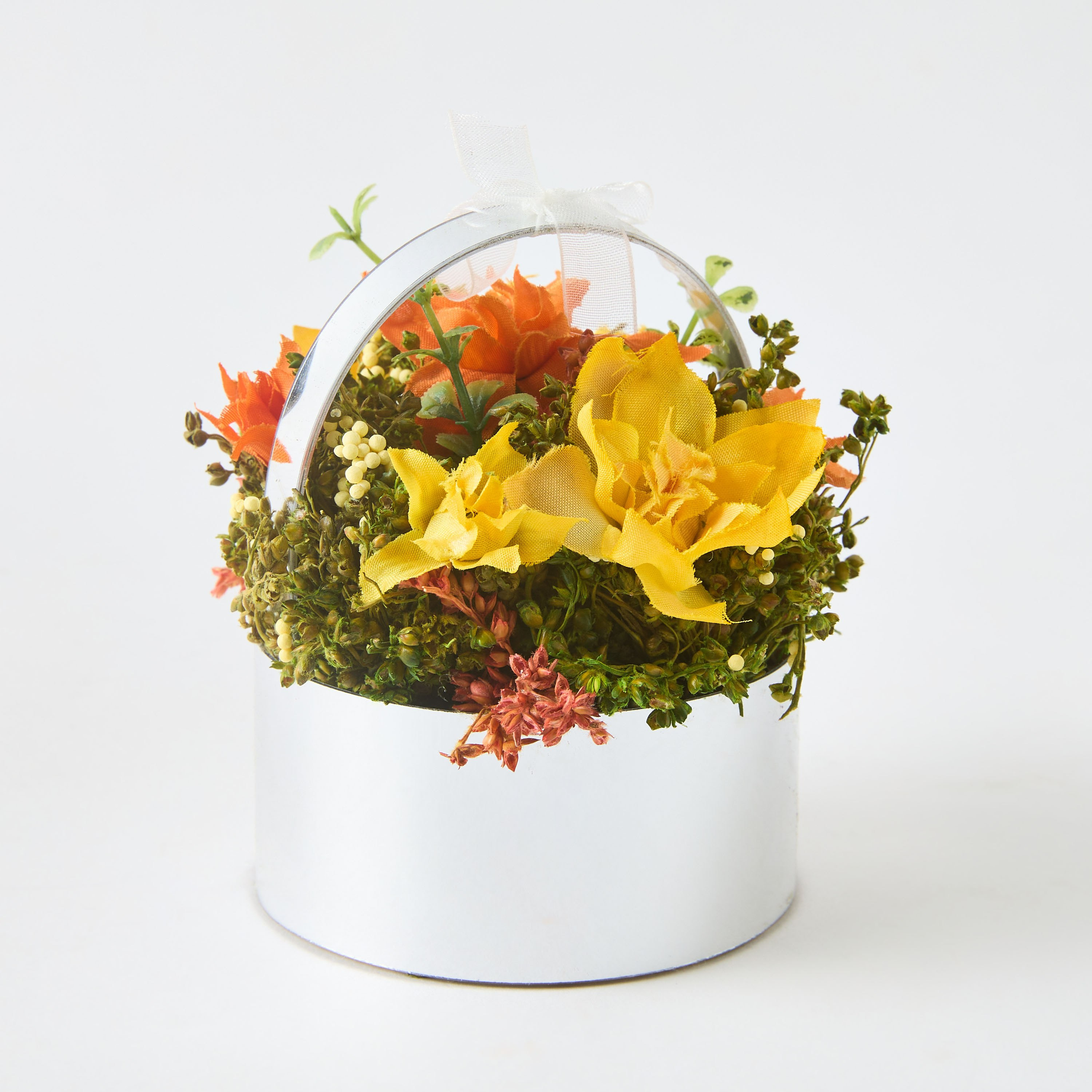 باقة زهور لاركسبور في سلة مستديرة من كيفن - 9.5x9.5x10.5 سم-hbxdecorandfurnishings-homeaccessories-artificialflowersandplants-image-5