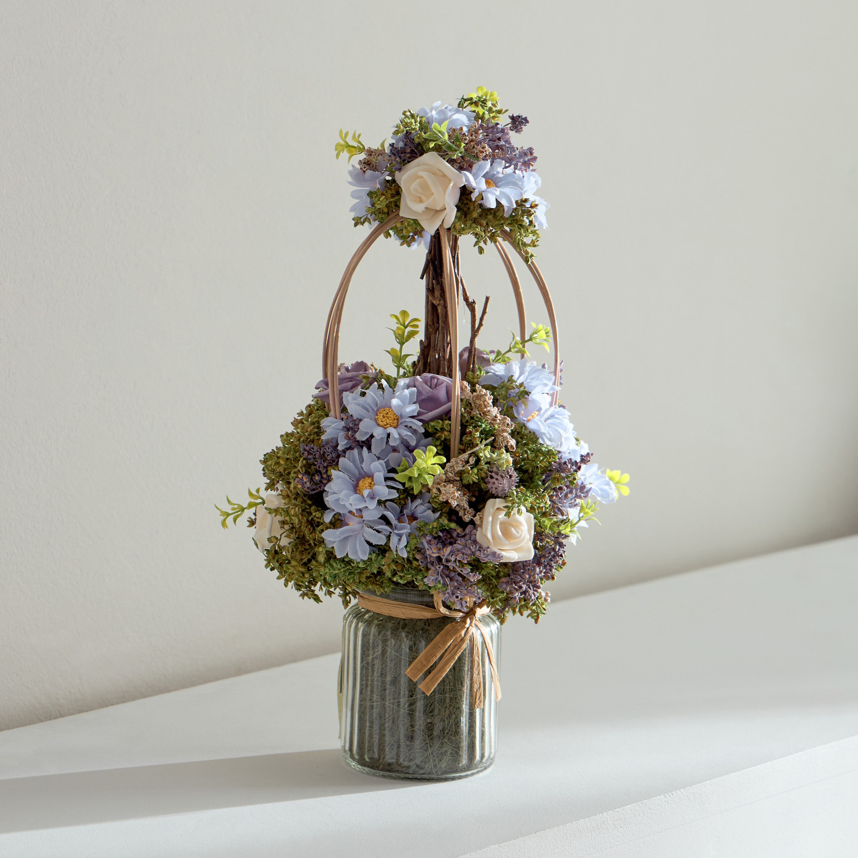 شجرة زينة ديزي وروز طبقتين من كافين - 16×16×34 سم-hbxdecorandfurnishings-homeaccessories-artificialflowersandplants-image-1