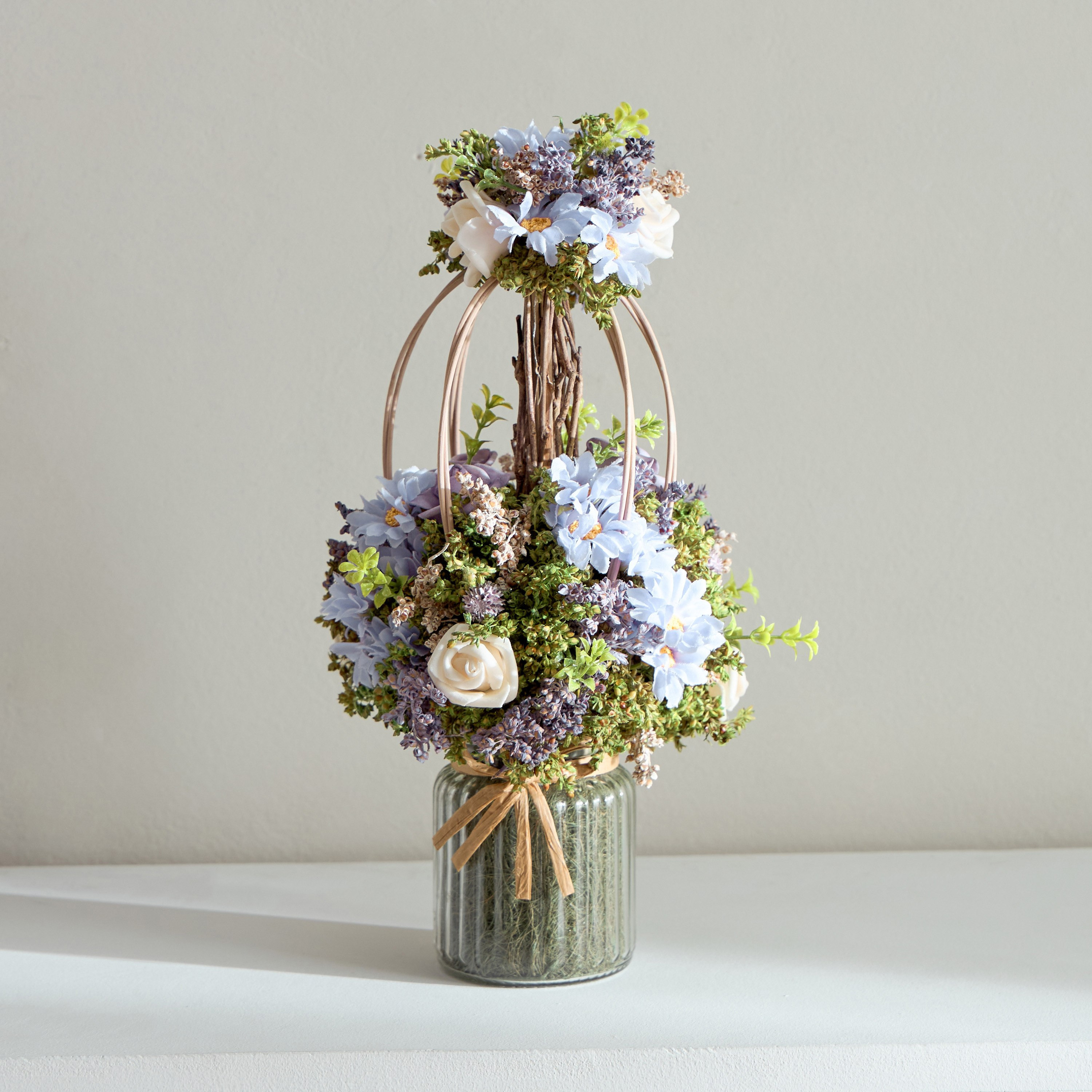 شجرة زينة ديزي وروز طبقتين من كافين - 16×16×34 سم-hbxdecorandfurnishings-homeaccessories-artificialflowersandplants-image-2