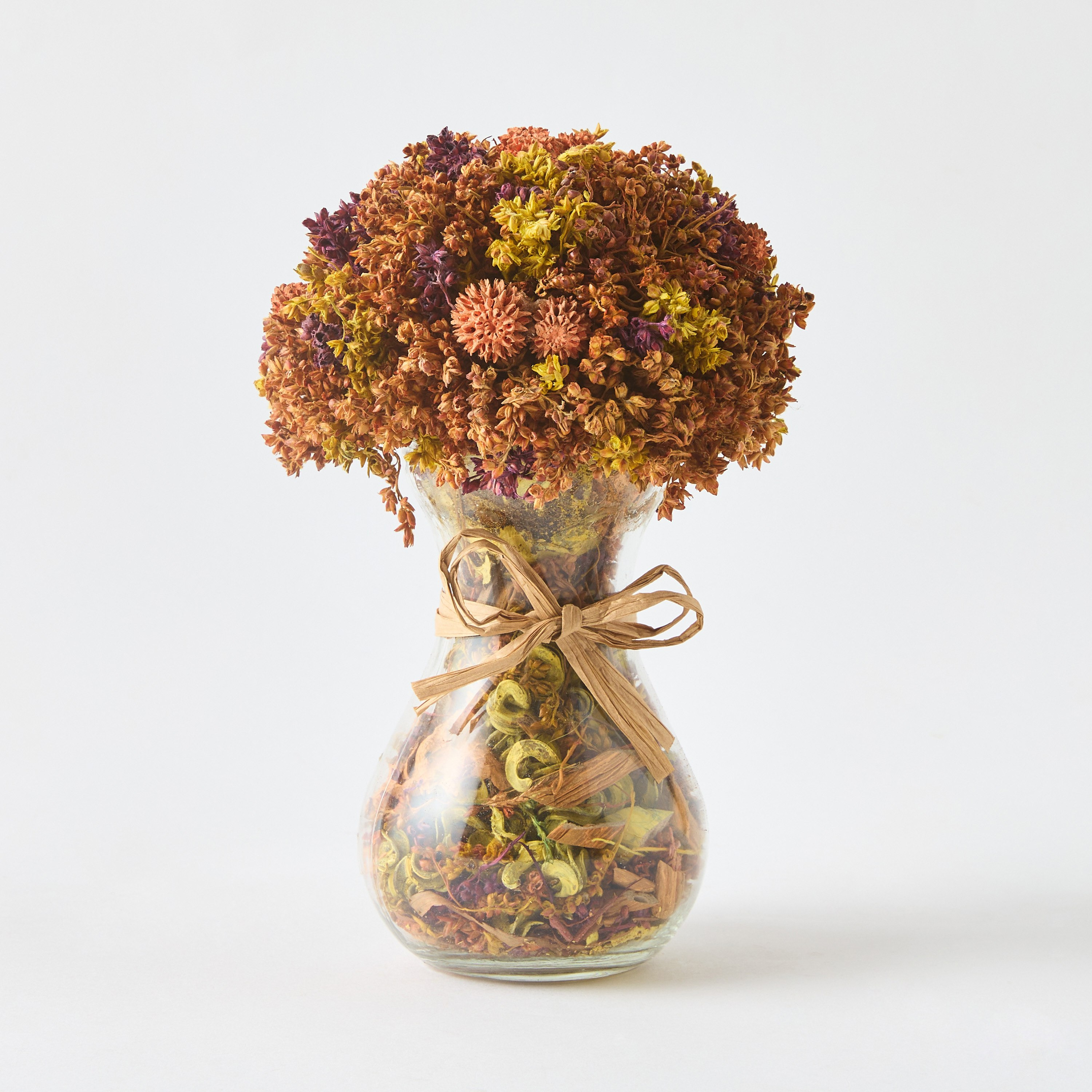 مزيج عشبي في مزهرية زجاجية مع بوتبوري من كافين - 15×15×21 سم-hbxdecorandfurnishings-homeaccessories-artificialflowersandplants-image-5