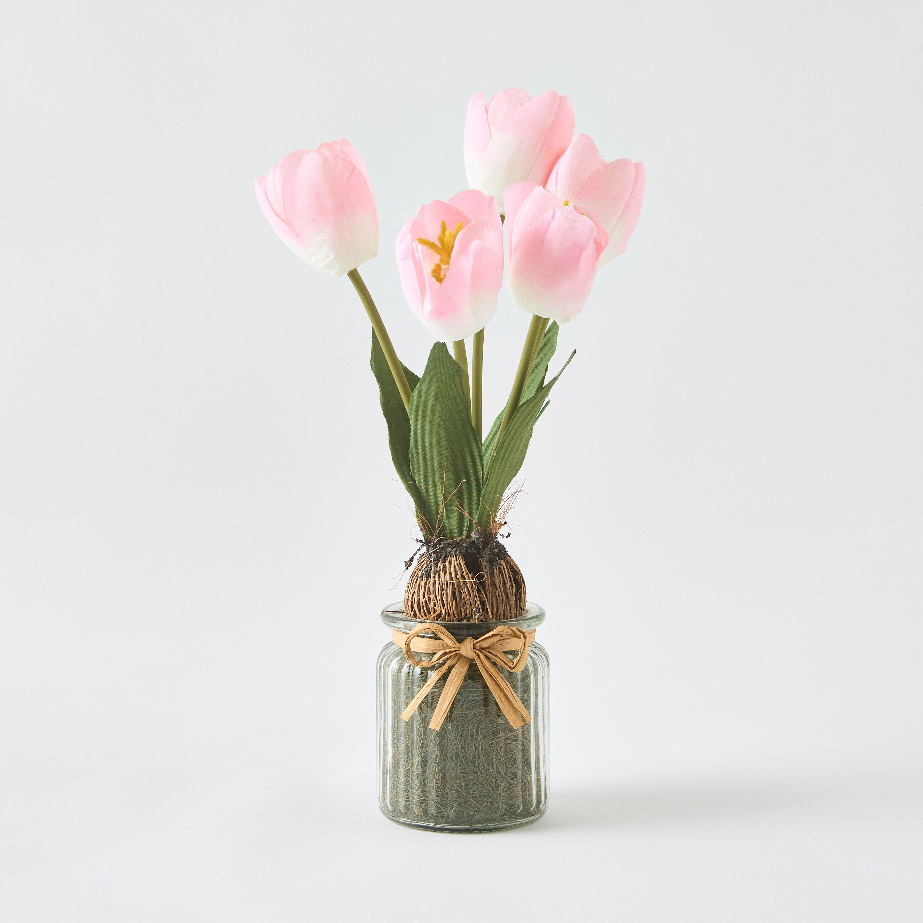 باقة زهور تيوليب في مزهرية زجاج من كافن - 13x13x34 سم-hbxdecorandfurnishings-homeaccessories-artificialflowersandplants-image-5